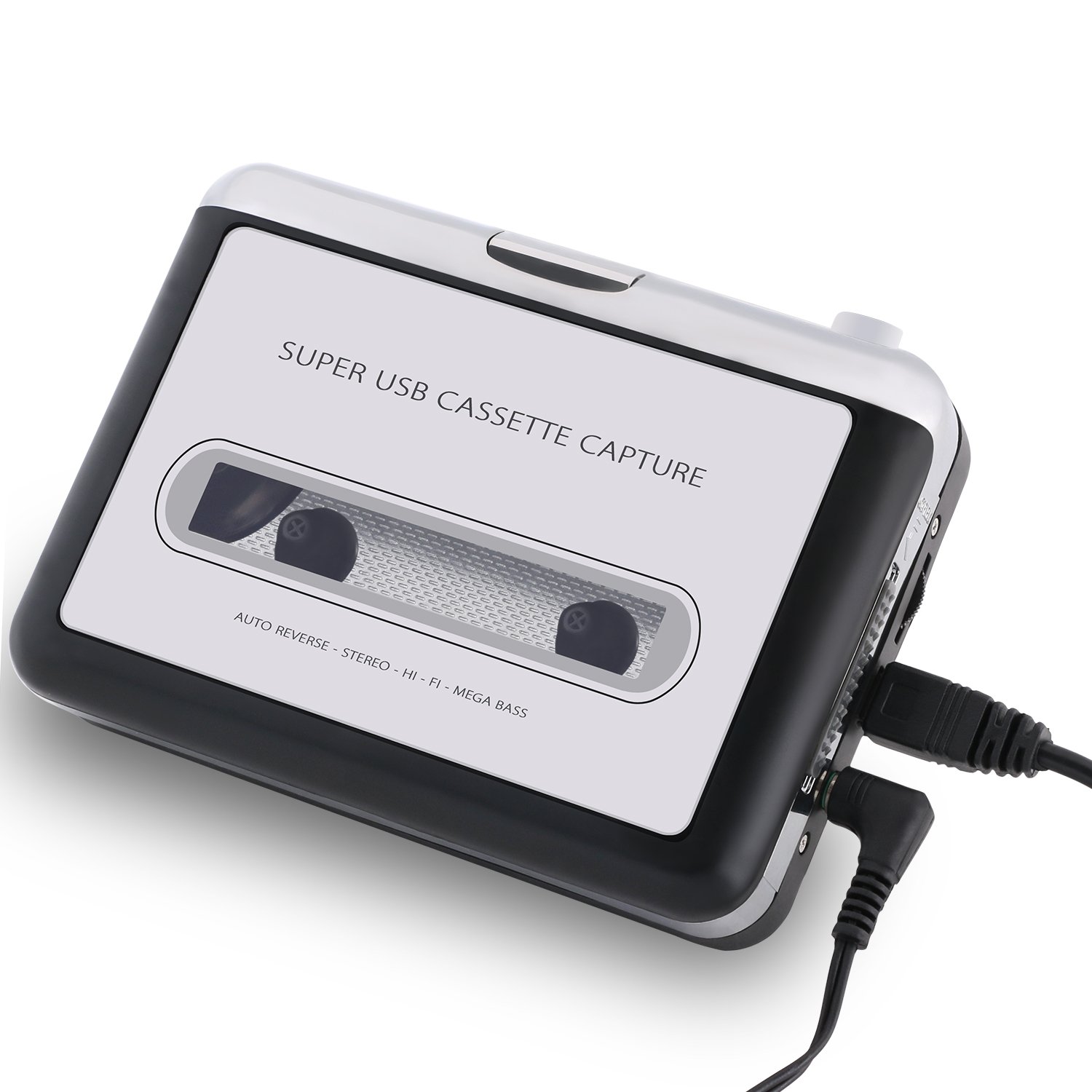 Incutex Reproductor y convertidor de casetes en MP3 con PC vía USB, Convertidor Digital de casetas, Conversión de Cintas a Formato MP3, Compatible con Windows y Mac