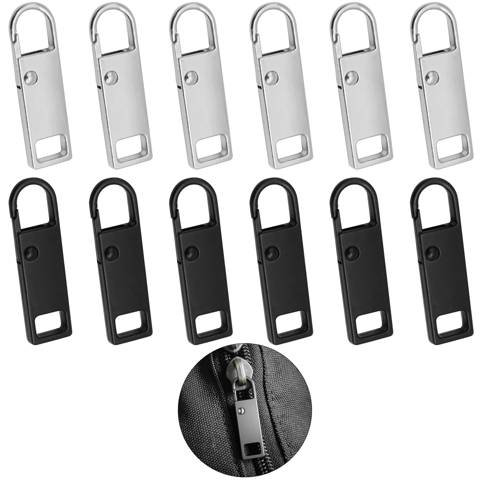 RAFIYU Zip Zipper, Pack of 12 Zip Repair Kit Zipper for Quick Repairs Zip Pendants, Zipper Replacement for Suitcases, Jackets, Backpacks and Boots etc.