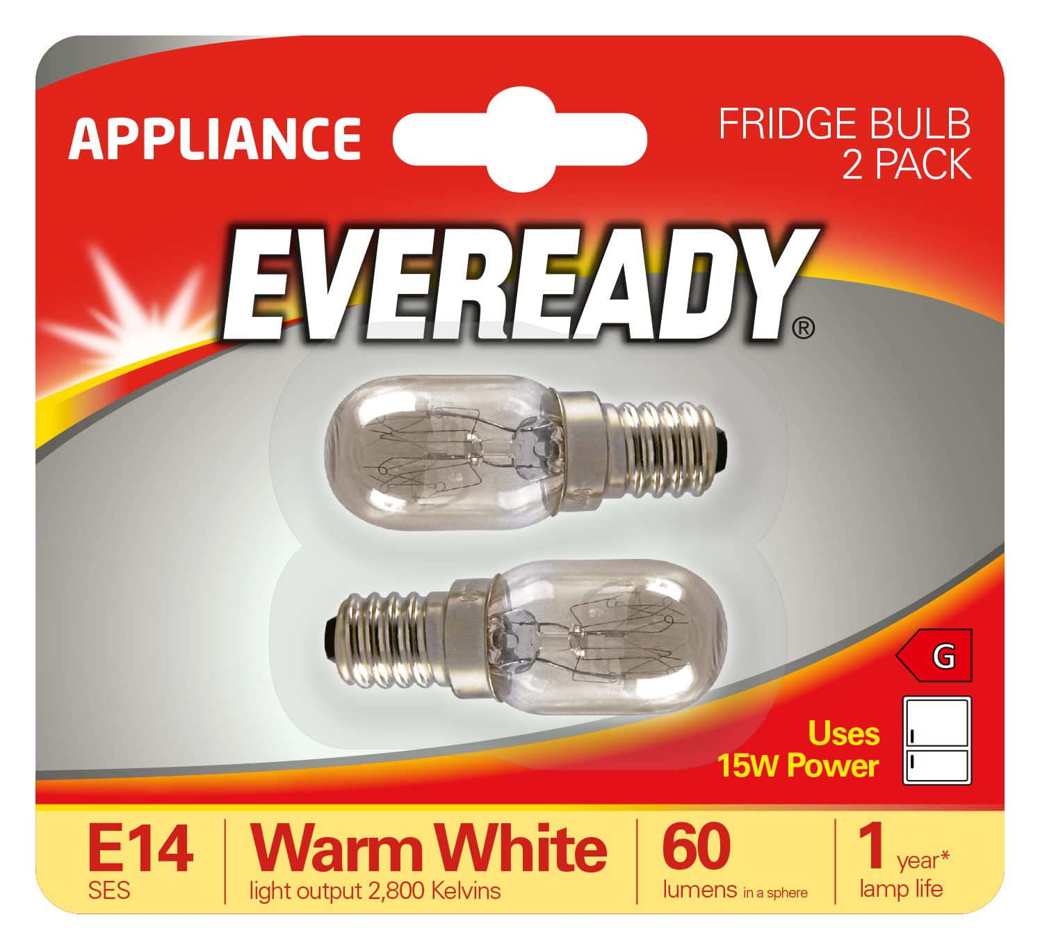 Lot de 2 ampoules pour veilleuse Eveready - Petit culot à vis Edison E12 - 7 W