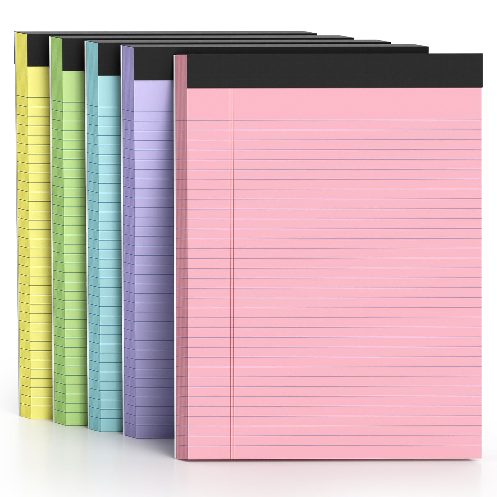 AILZFEI 5er-Pack farbige Notizblöcke 8,5 x 11 College liniert Papier Notizblöcke Schmal liniert 50 Blatt pro Notizblock Perforiertes Schreibblock Haltbares Robustes Rücken 8x11 Blöcke aus Papier Rosa