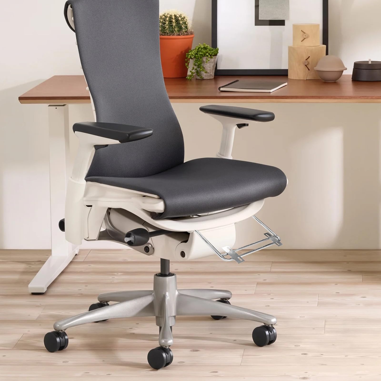 VILLCASE 2 Piezas Reposapiés para Silla de Oficina Soporte para Reposapiés de Silla de Oficina Hierro Plata Extensible 37,5cm Giratorio Instalación Fácil Confort Ergonómico en Casa