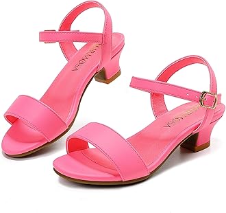 LAURMOSAGirls Sandals Low Heels Girls Dress Shoes in Wedding Party Summer Open Toe Ankle Strap for Little Big Kids Toddler