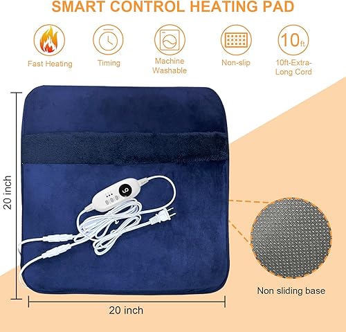 Miniatura 6 de Calentador eléctrico de pies de doble cara para hombres y mujeres con pantalla LCD y antideslizante, almohadilla de calentamiento rápido con