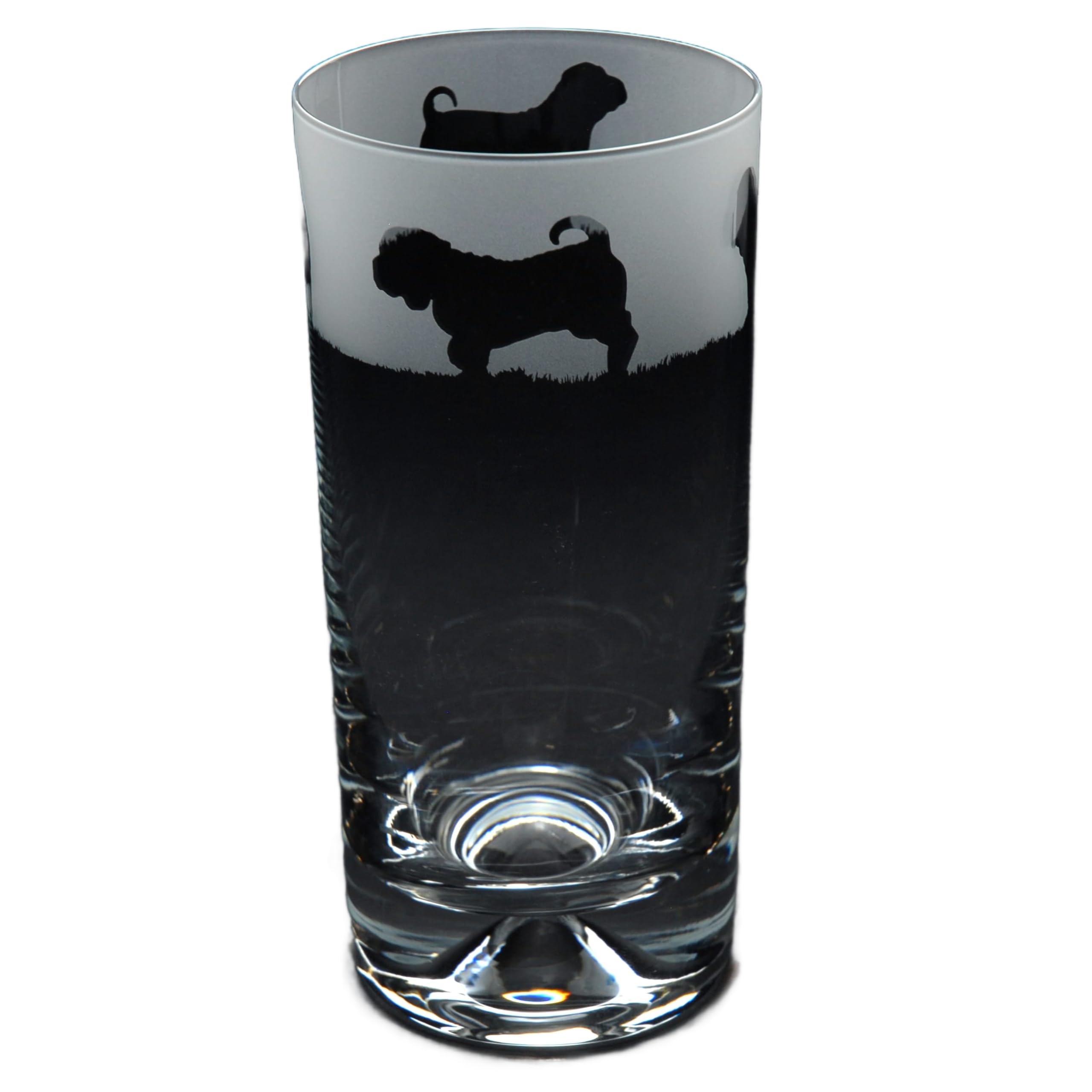 GLYPTIC Glass Art Shar Pei Dog Frieze Hand Etched/Engraved Highball Glass