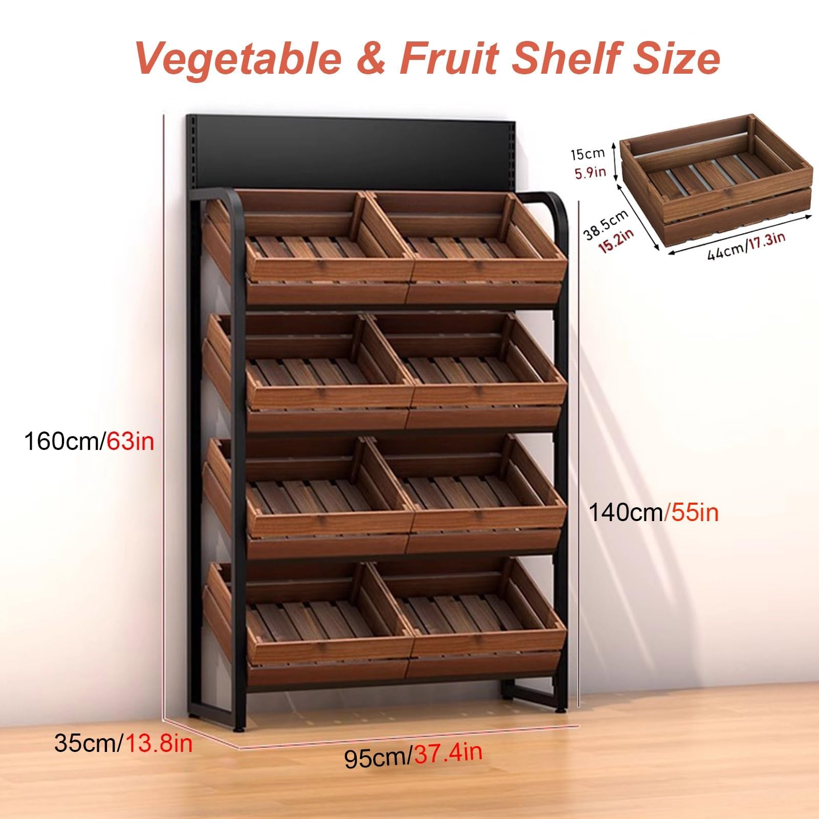 Ce Support de Rangement en Bois à 4 Niveaux, détachable, est idéal pour la Cuisine, Le Salon ou la Chambre.
