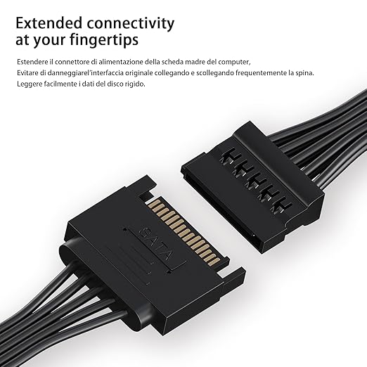 Cable divisor de alimentación SATA 6 vías, 15 pines miniatura 5