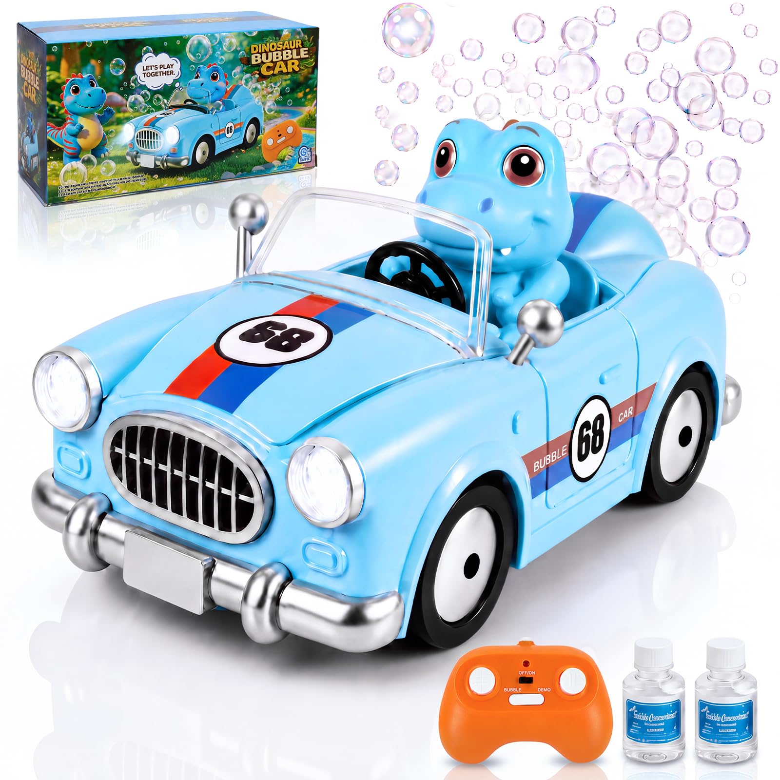 Dinosaur RC Bubble Cars, Remote Control Car Toys with Light for Boys