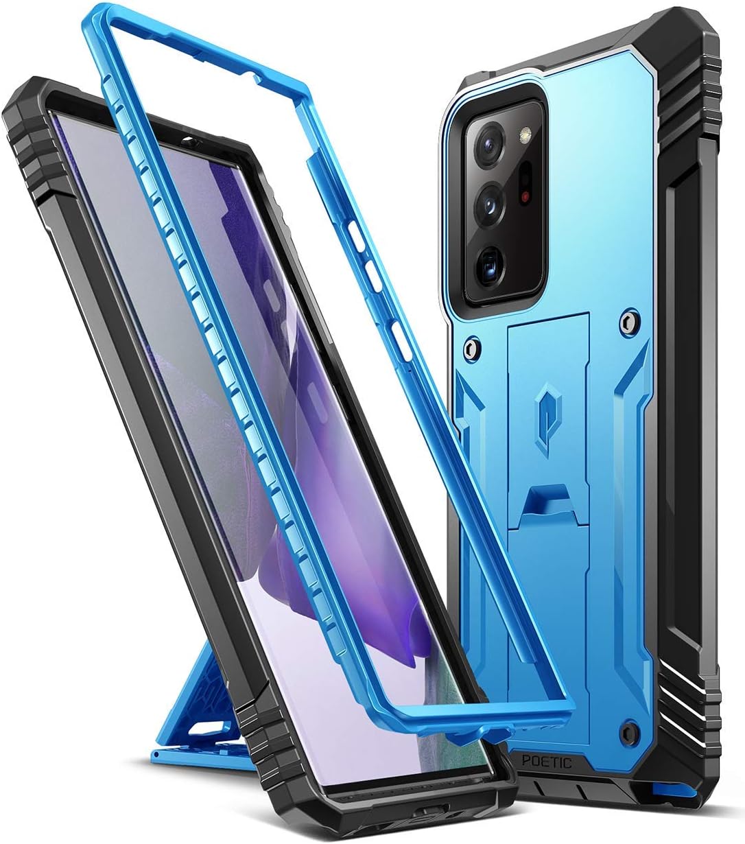 Poetic Revolution Series for Samsung Galaxy Note 20 Ultra Case, Full-Body Rugged Dual-Layer Shockproof Protective Cover with Kickstand, Without Built-in-Screen Protector, Blue