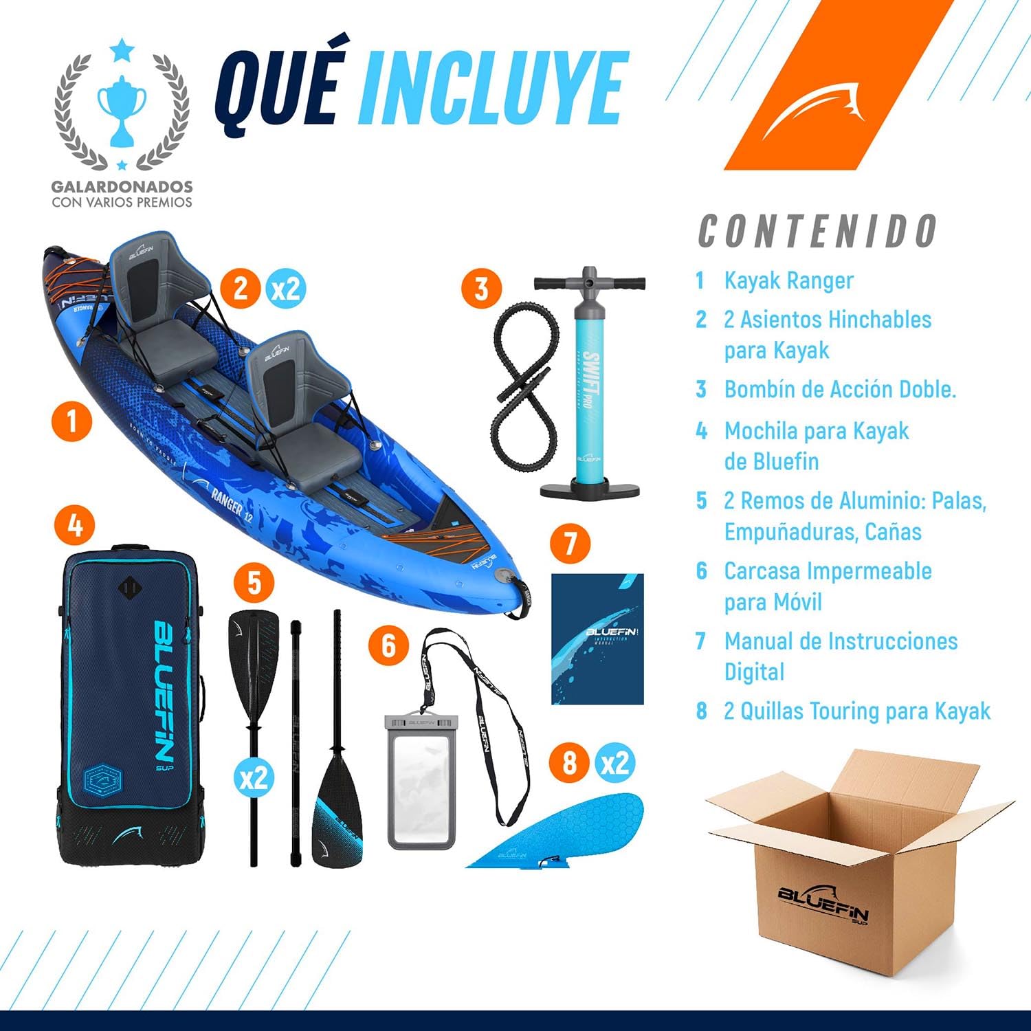 Kayak Hinchable Scout de Bluefin, Kayak Hinchable de 1 Plaza, Canoa Hinchable Alternativa