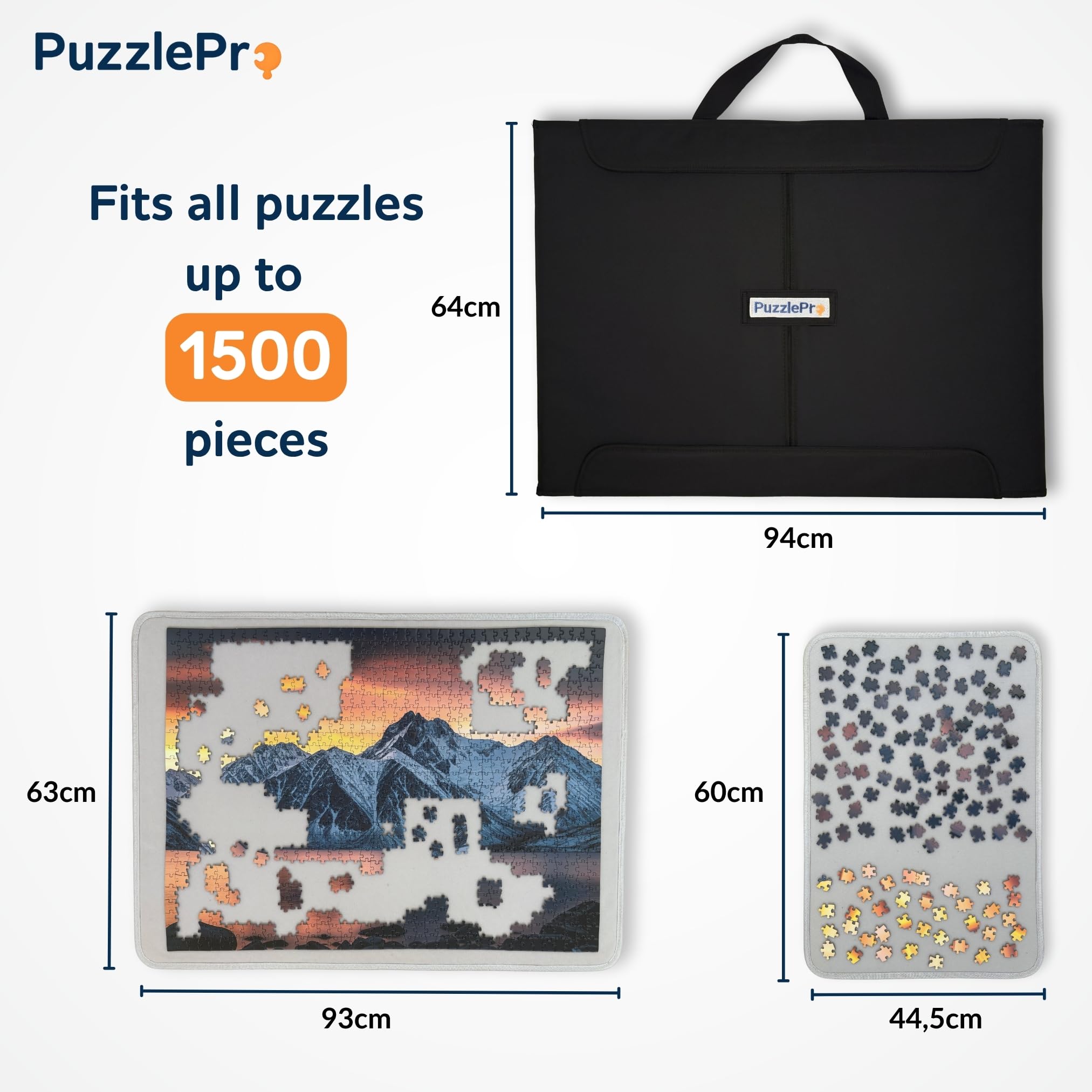 Mallette puzzle - Rangement, transport et puzzles où vous le souhaitez - 3 tapis puzzle - Convient pour 1500 pièces - Léger - Planche à puzzle - Table de puzzle - Dossier de puzzle