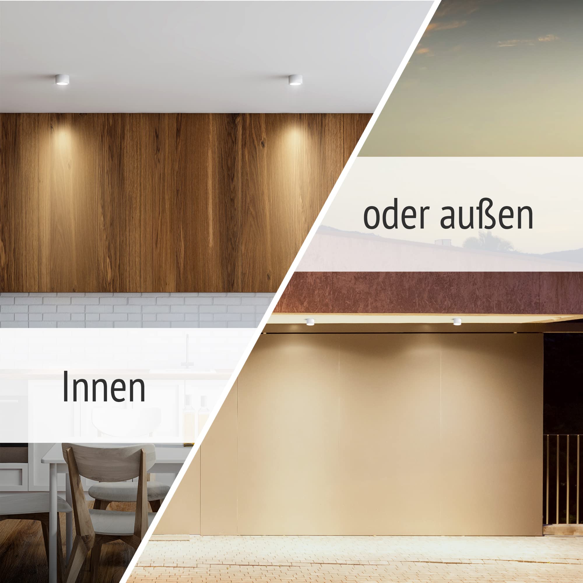 linovum SMOL-W Aufbauspot 4er Set weiß rund IP44 flach 65mm für LED-Modul