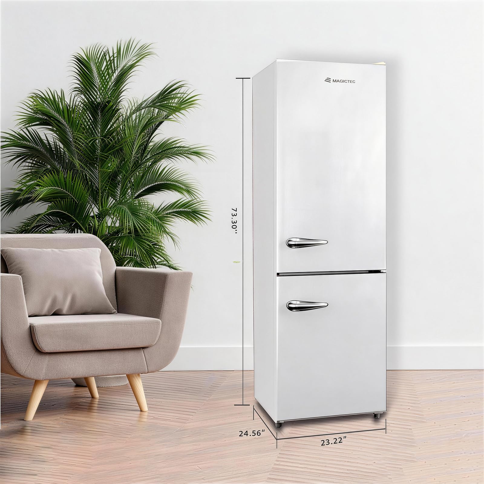 Magictec Retro Fridge Vintage Refrigerator With Freezer | Frost Free | 11 Cubic Feet | 75 Inch | Bottom Mount Fridge For Apartment,Condo,House,Kitchen on Fridge.com - View 6