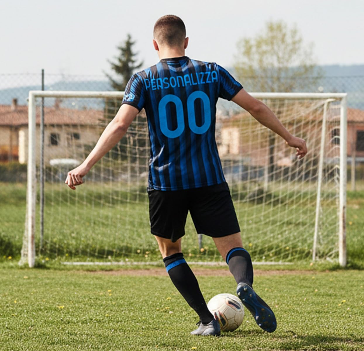 Generico Maglia Calcio Neroazzurra da Personalizzare Replica Stadio Autorizzata Regalo per Tifosi Taglie da Bambino e Adulto