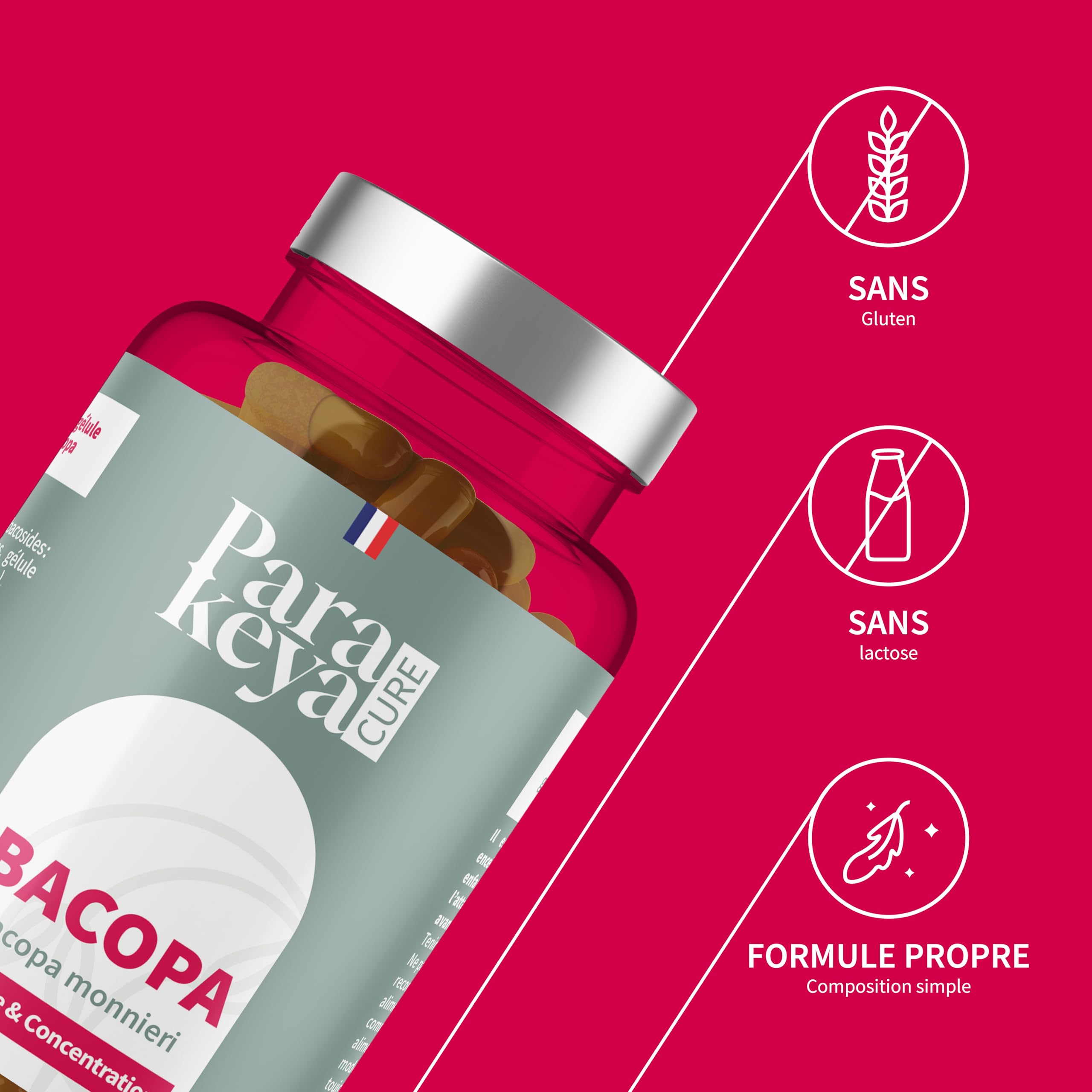 Bacopa 300 mg| Mémoire et Concentration|Complément alimentaire|180 gélules