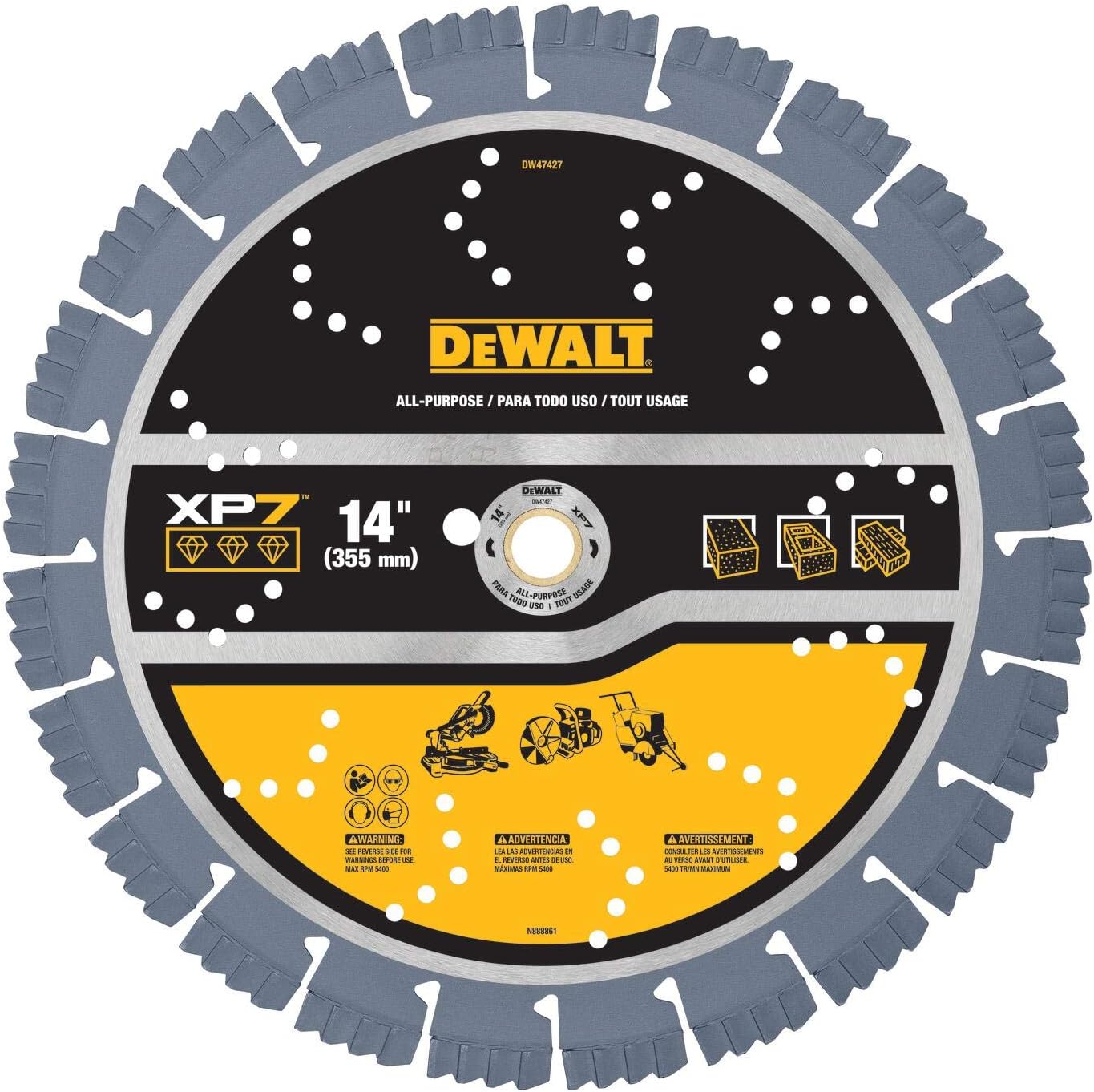 DEWALT Diamond Blade, All Purpose, Segmented XP7, 14 in. (DW47427)