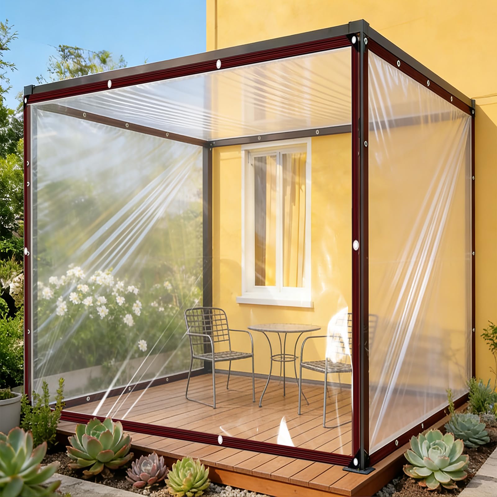 Lona transparente para jardín transpirable e impermeable de 140x720 cm