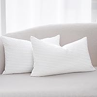 Vista 28 de PHF - Funda de almohada lumbar 100% de algodón con tejido de punto gofre, 12 x 20 pulgadas, sin relleno, paquete de 2 fundas de cojín rectangulares