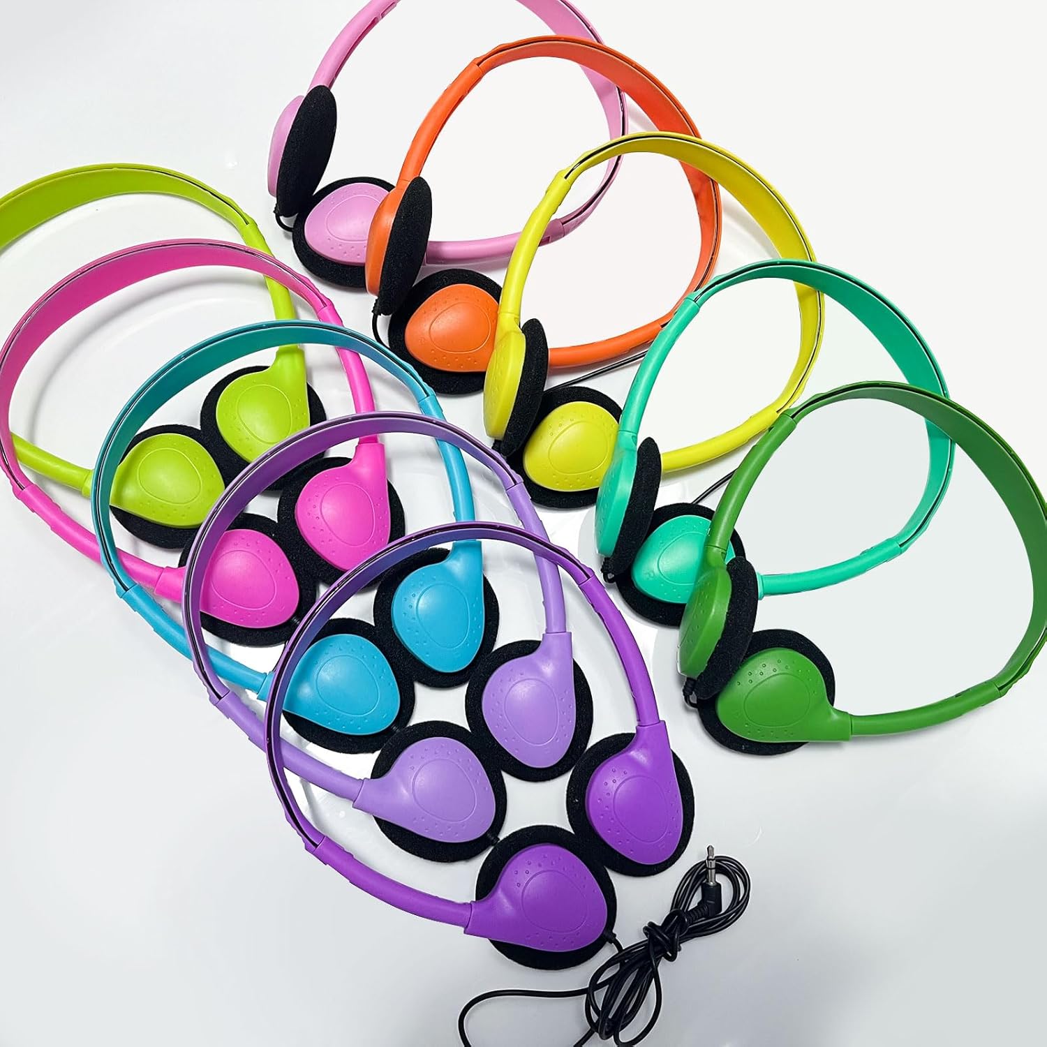 30 Pack Class Set Headphones for Kids Students School Classroom Bulk Earphones Adjustable with 3.5 mm Jack for Library Children Adults(004 Multi Color Headphones)