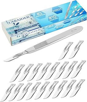Scalpel Sterile Blades #10 20pcs Sterile Individually Foil Wrapped, with #3 Scalpel Knife Handle