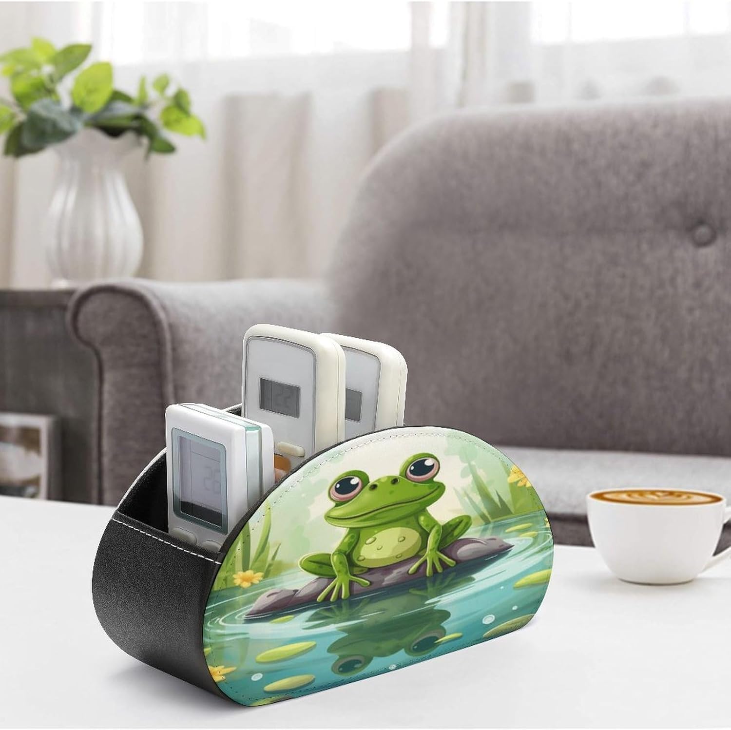 TV Remote Control Holder, 5 Compartments, Frog In A Pond image 4