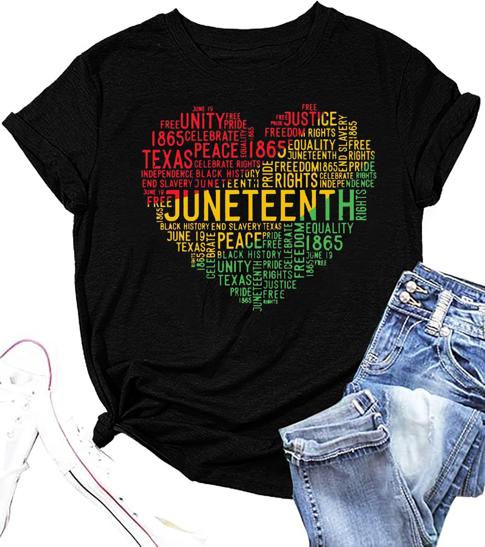 Womens Juneteenth Shirts 1865 Graphic Tee Black History Tshirts Black Culture Tee Vintage Melanin Tops