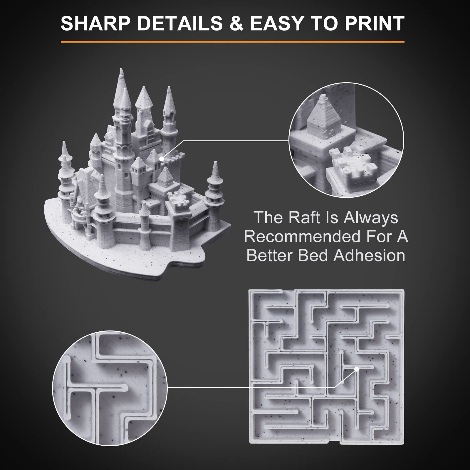 OVERTURE Rock PLA Filamento 1.75mm, Marble PLA Effetto Roccia, 1kg Bobina(2.2lbs), Texture Naturale per Stampanti 3D (Rock Bianco)