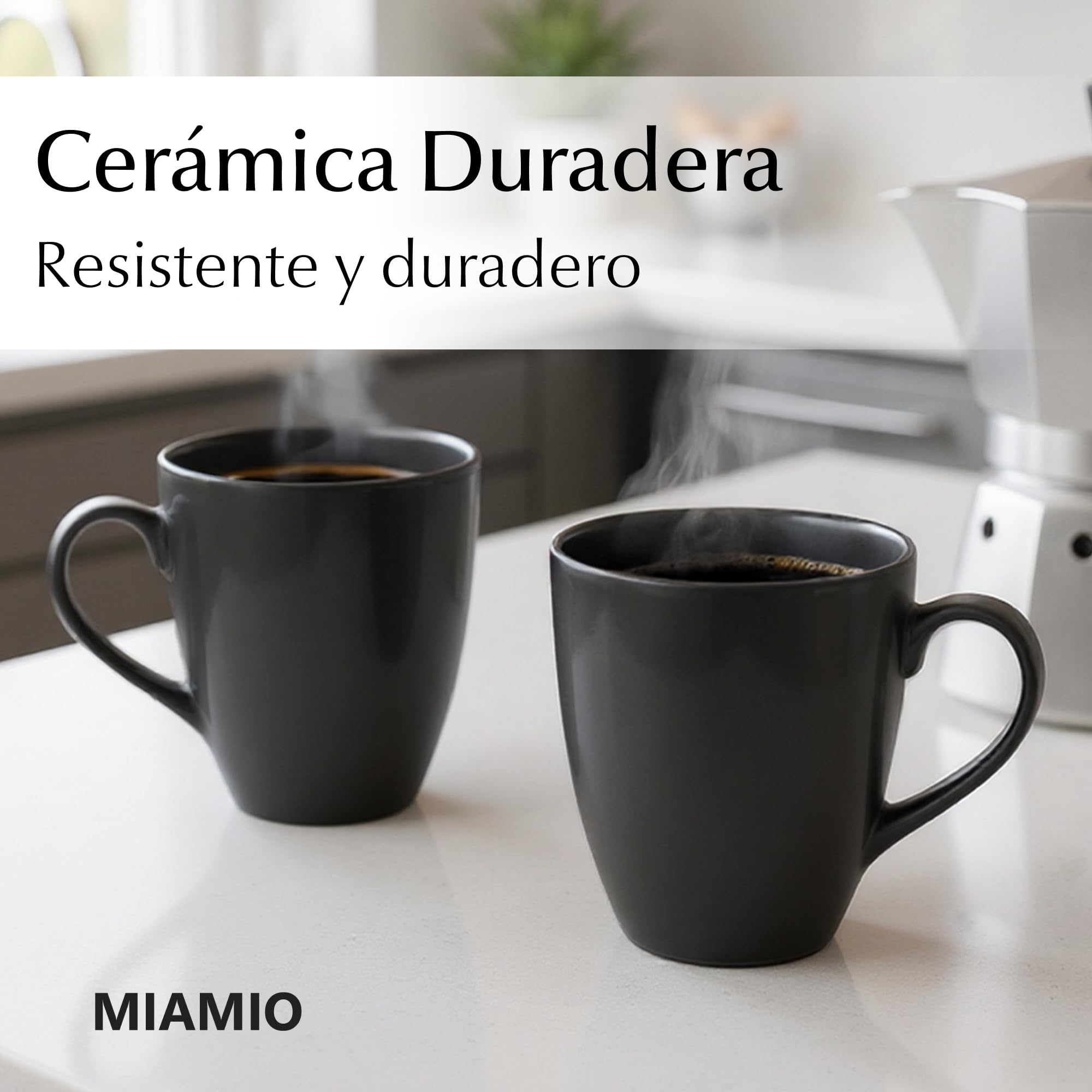 MIAMIO - 6 x 350 ml Juego de Taza de Café/Copa de desayuno - Le Papillon Colección (Negro) — view 5