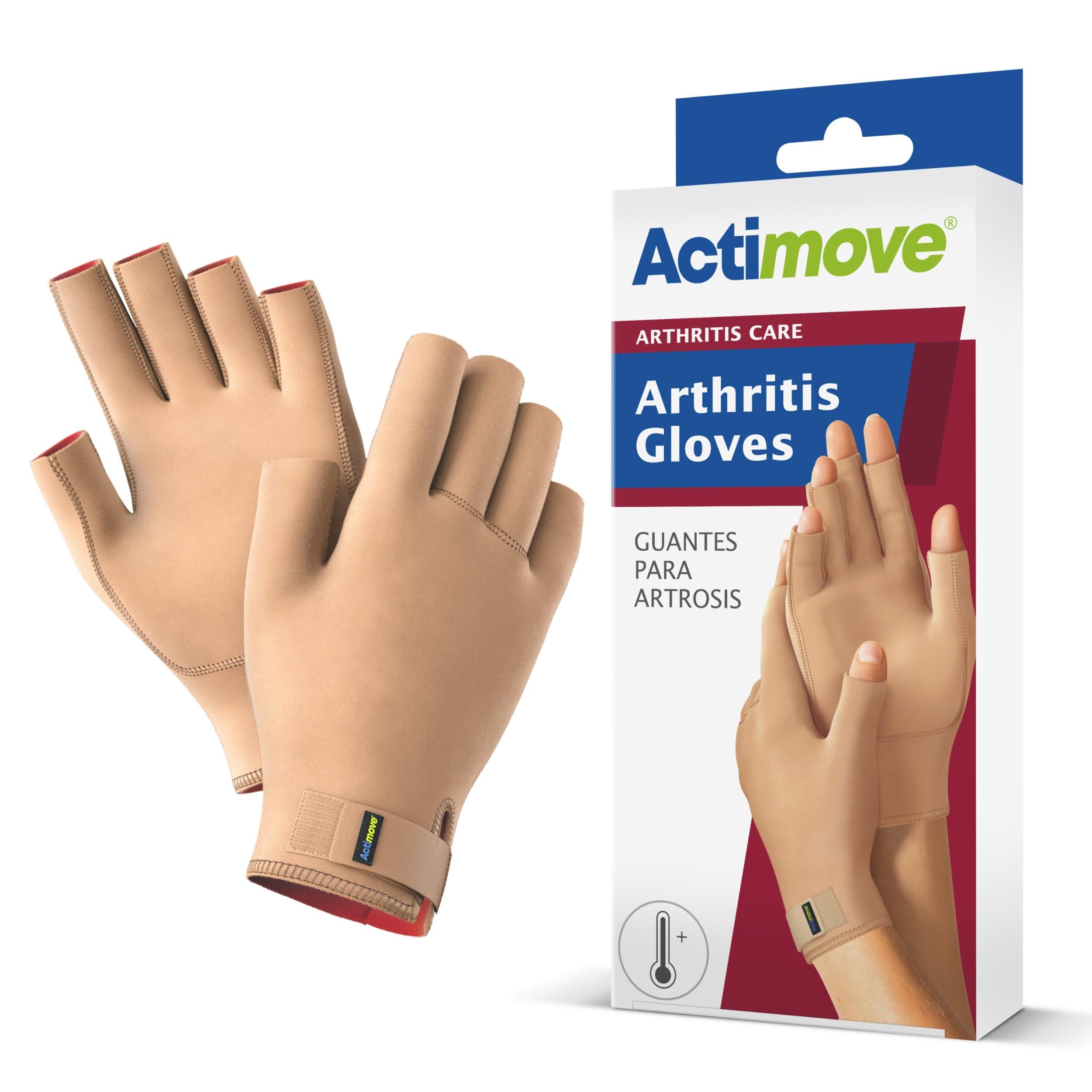 Actimove® ARTHRITIS CARE Arthritis Gloves - Medical Compression Support and Warmth for Hand Arthritis, Overuse Syndrome and Aching Fingers and Hands - Beige, Medium