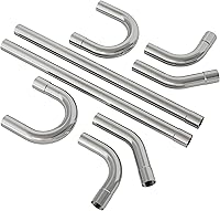 Jaxilyn 2.5" Mild Steel Exhaust Pipe Kit - 8PCS Mandrel Bent Universal DIY Tubing Straight U-Bend 16 Gauge Corrosion Resistant