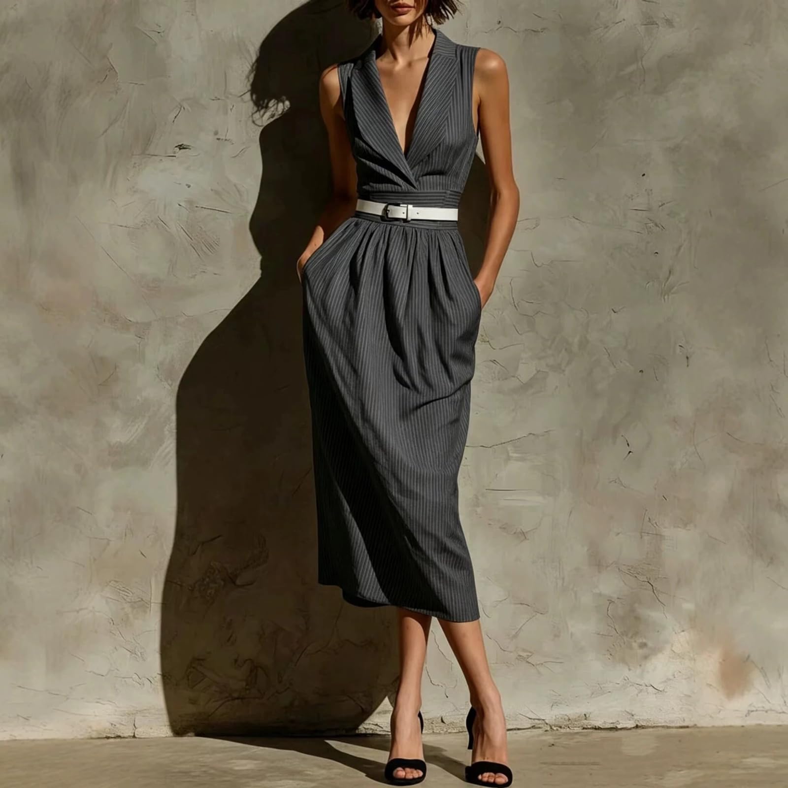 Moda de Verano Casual sin Mangas Vestido Exquisito para Mujeres