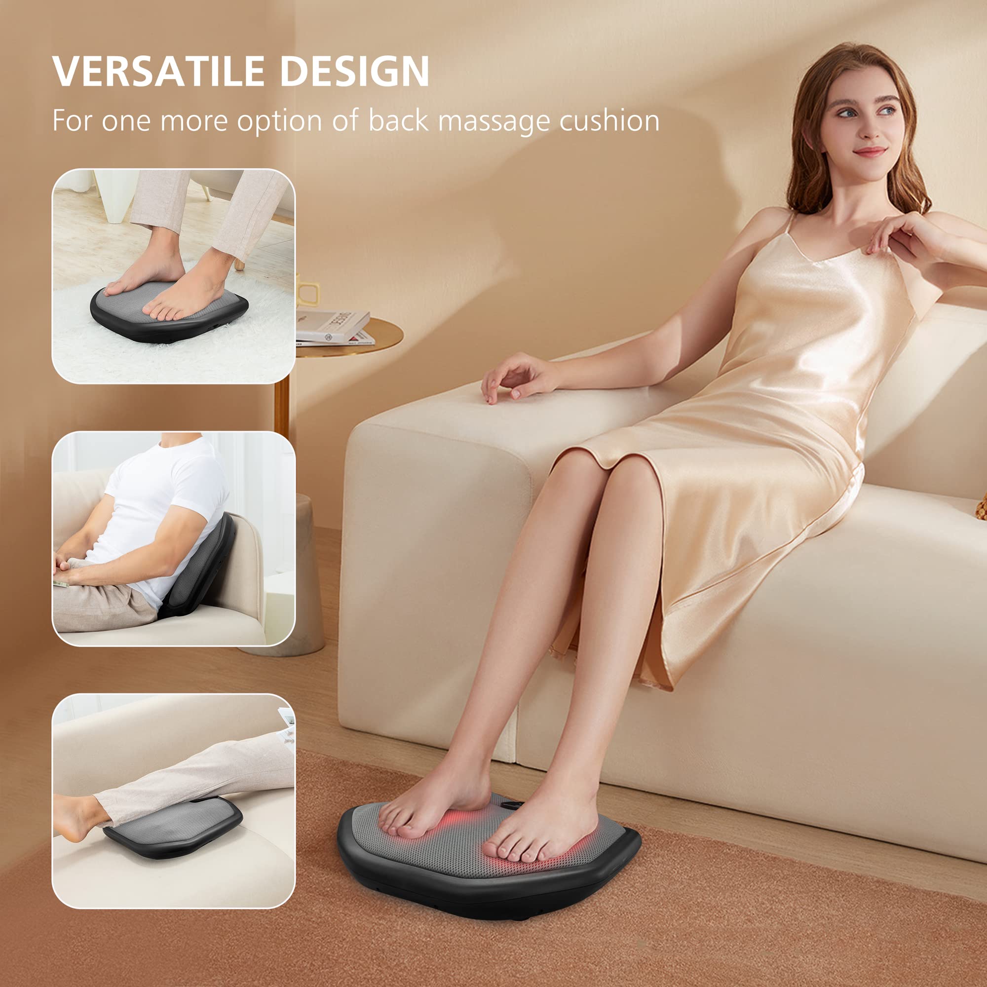COMFIER Massaggiatore per Piedi Elettrico con Funzione di Riscaldamento e Impastamento, Massaggiatore Shiatsu 2 in 1 per Piedi e Schiena, Scaldapiedi Elettrico Adatto a Tutte le Misure, Regalo Donna