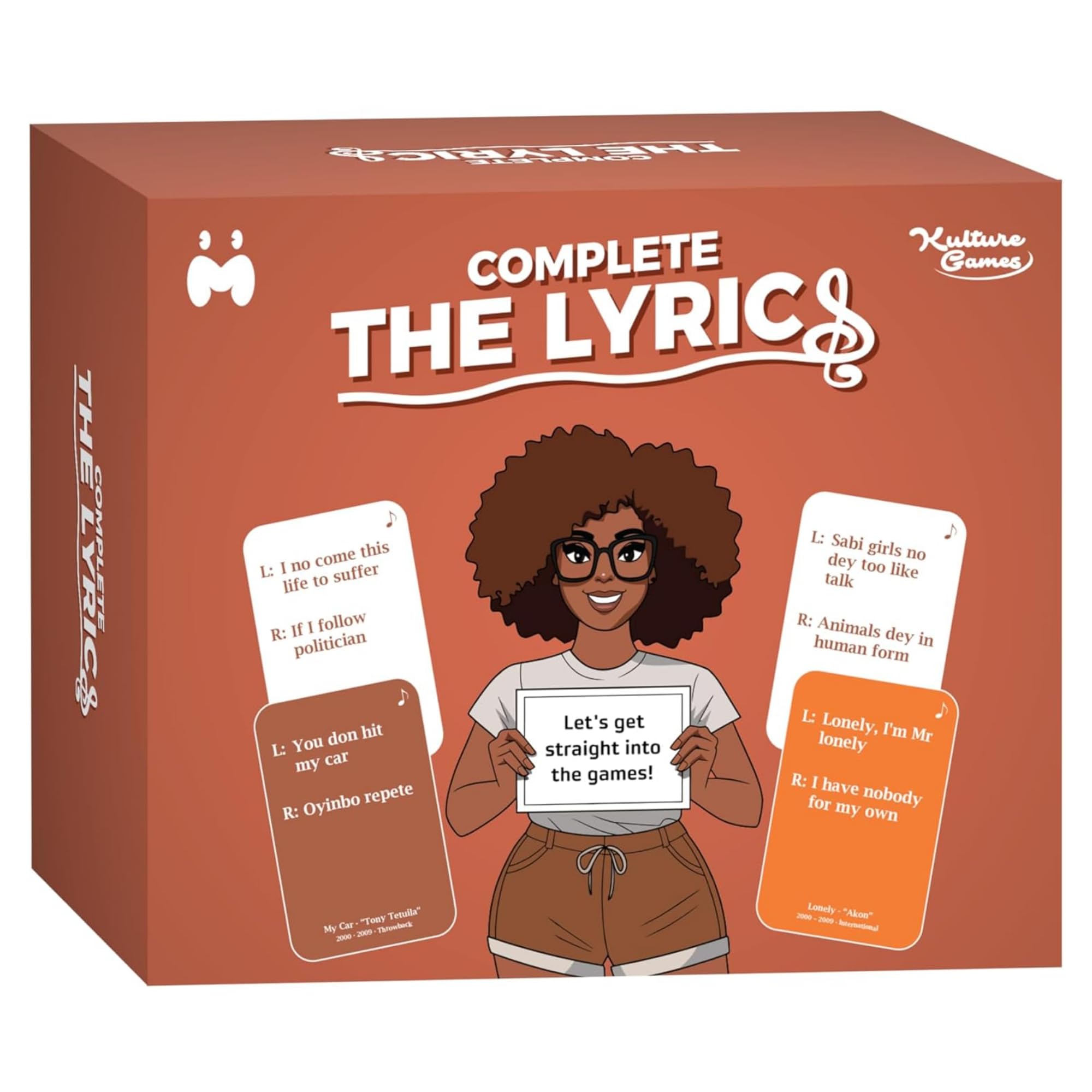 Kulture Games Complete The Lyrics: Afrobeats, Nigerian Throwbacks & International Hits - Party Game for Adults Teens & Families