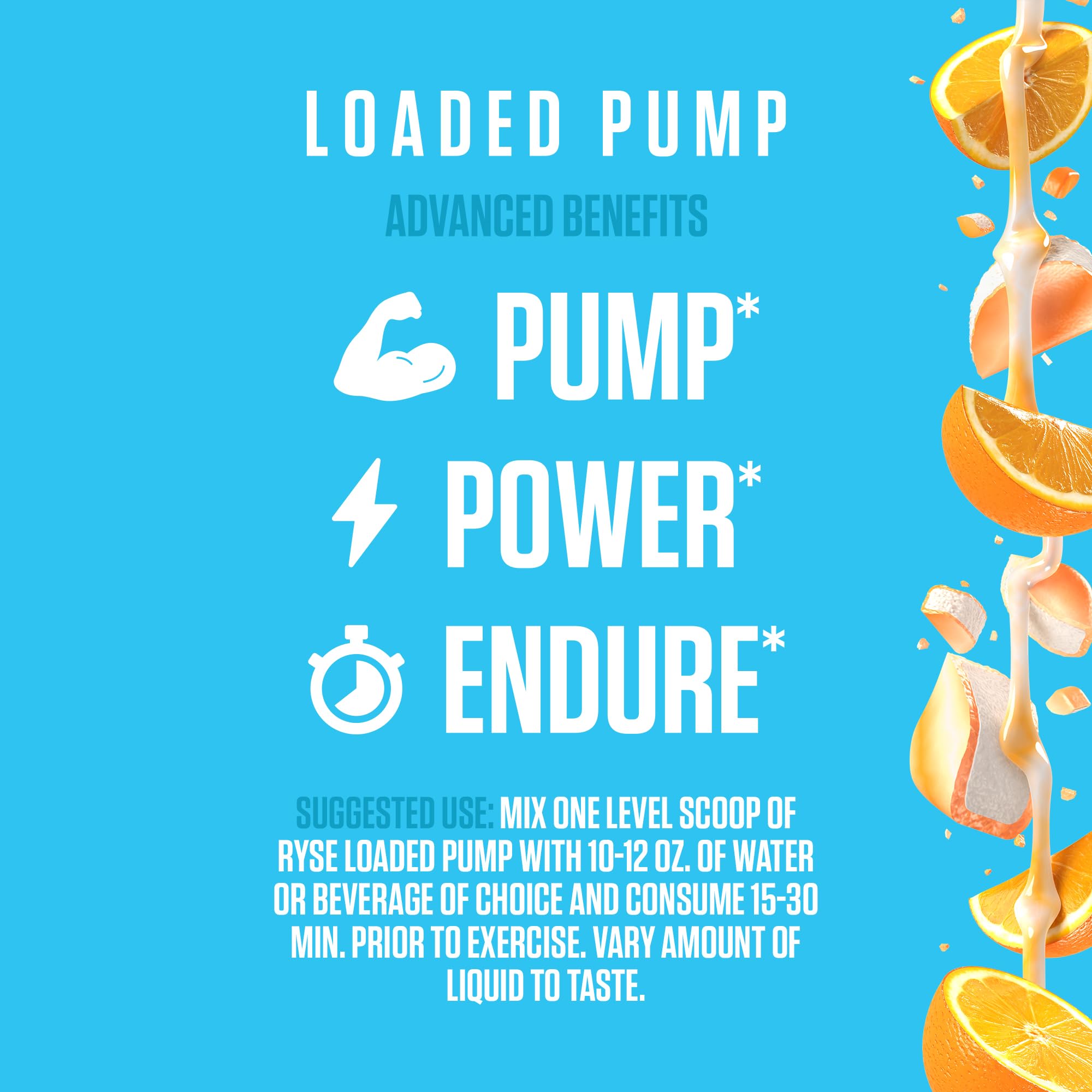 Ryse Loaded Pump Pre Workout Powder - Orange Cream - No Caffeine Stimulant Free Formula for Pump, Power & Endurance - L-Citrulline, PeptiPump, Betaine Anhydrous, Taurine & AstraGin - 25 Servings — Amazon image 4