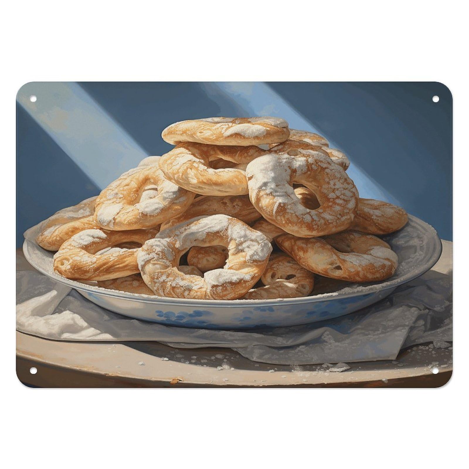 Fekiloot Style Pretzel Dough Pictures Wall Decor Iron Painting Metal Sign