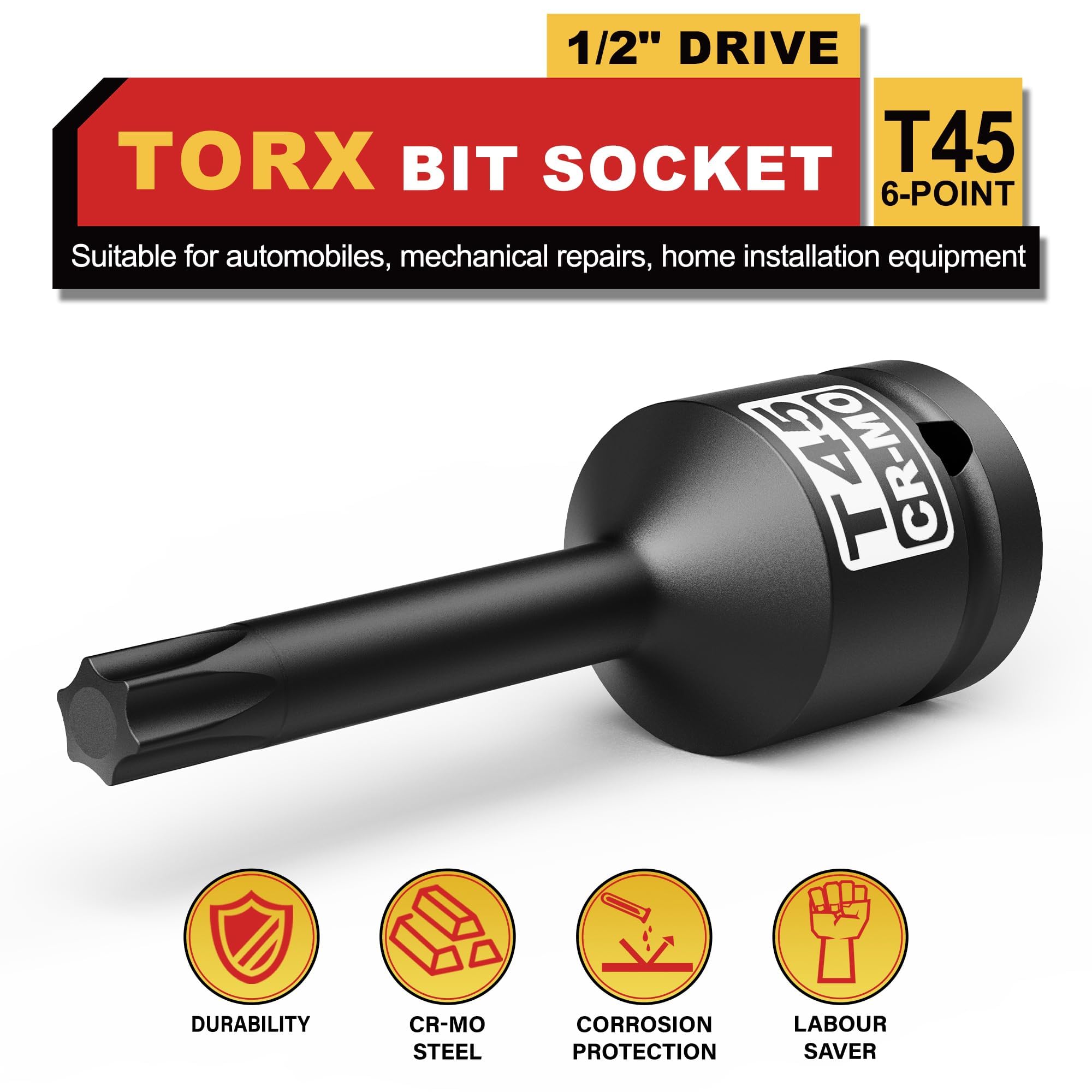 KIRXST Impact Torx Bit Socket T35, 1/2" Profile Impact Star Bit - Image 3
