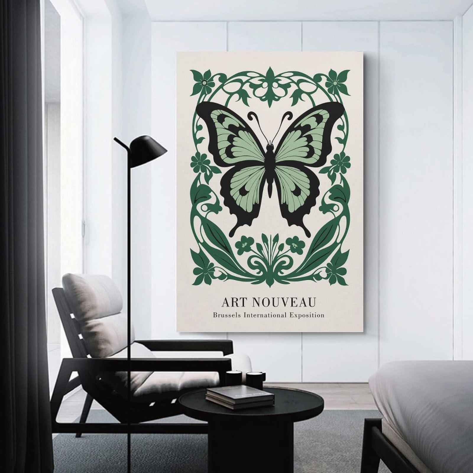 Junmoney Green Art Nouveau Home Decor Wall Art 20x30inch(50x75cm), for Restful Interiors, Bedrooms Or Small Rooms, A Warm Accent for Relaxed Interiors