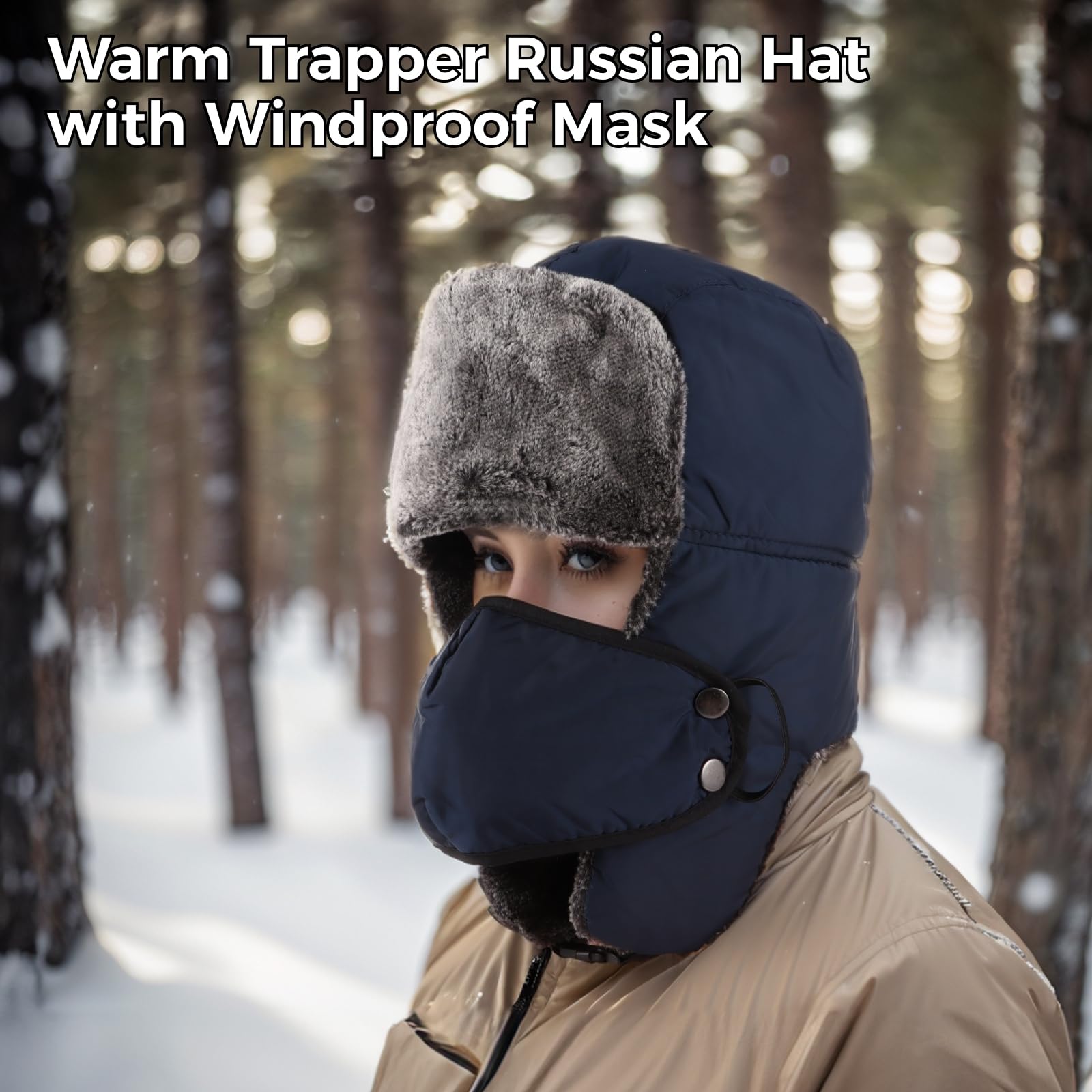 Russian Trapper Hat With Faux And Face Shield, Windproof Winter Cap For Men And Women, Ideal For Outdoor Adventures