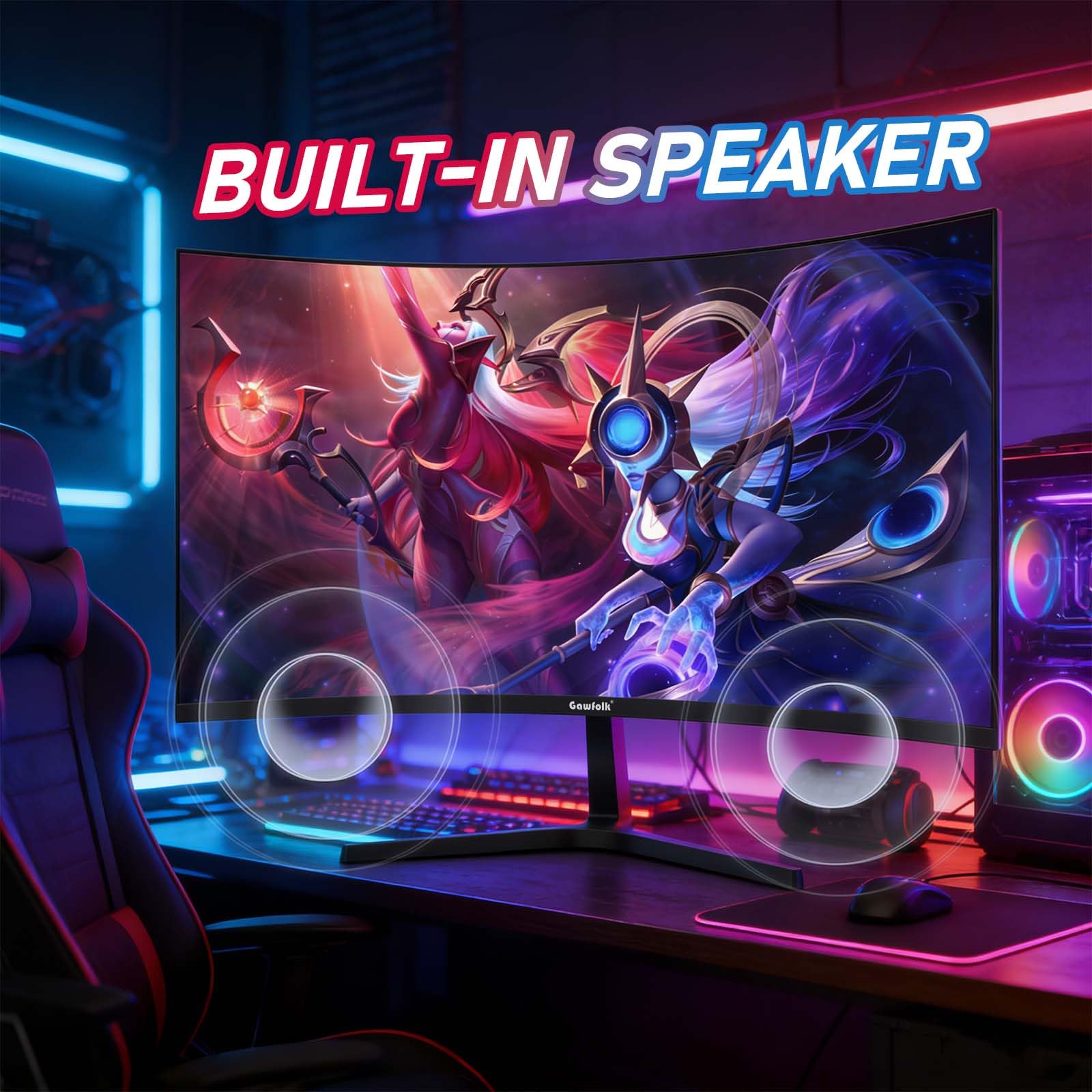 Gawfolk Pantalla de computadora de PC de 27 pulgadas, monitores curvados 1800R para juegos de 250 Hz