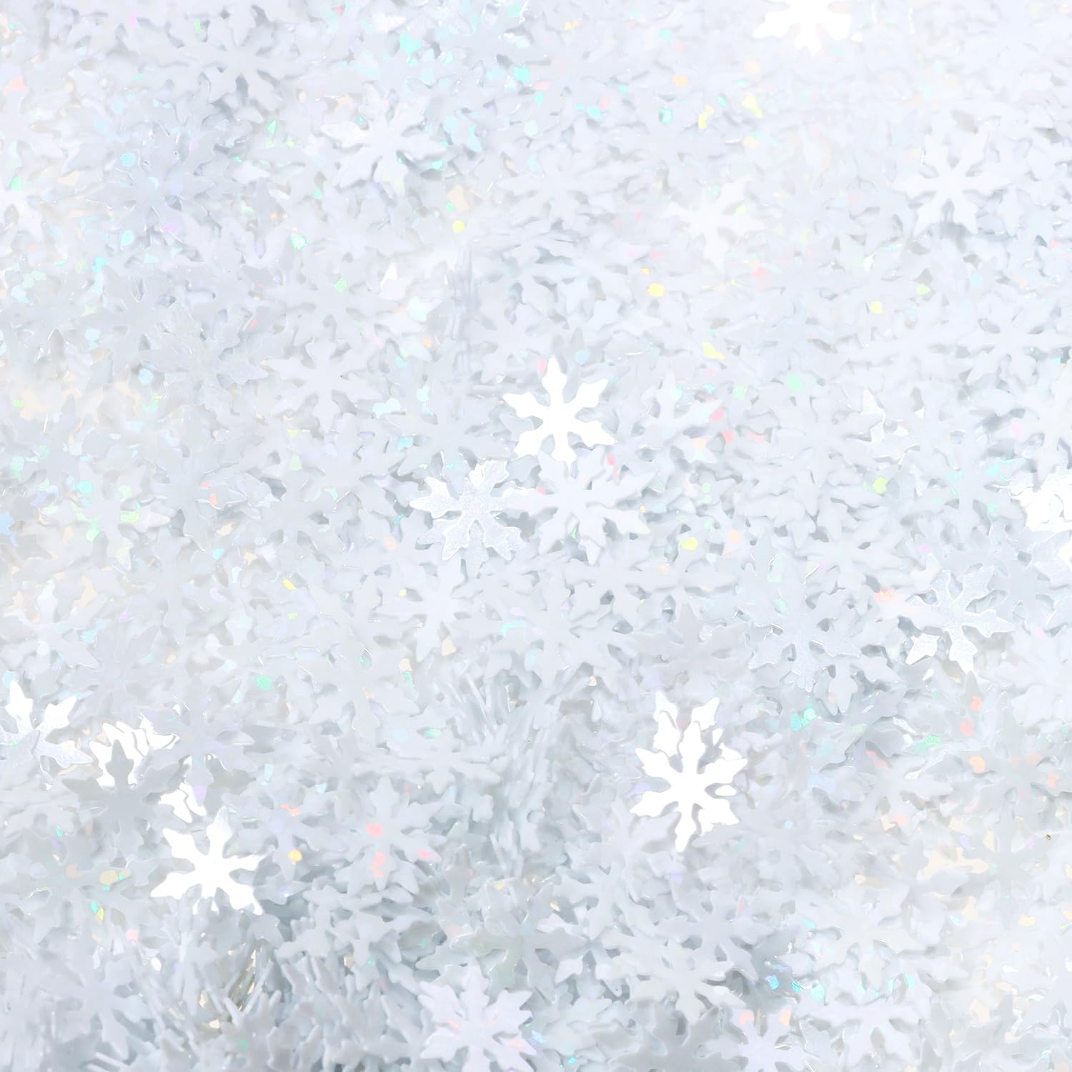 Penta Angel 50g/2000Pcs Christmas Snowflake Confetti 9mm Foil Glitter Snowflake Table Sequin Confetti for Crafts Xmas Winter Party Home Decoration (AB White)