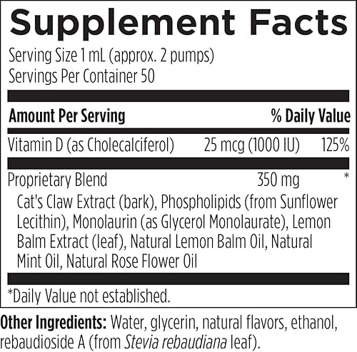 Miniatura 4 de Designs for Health Liposomal Cat's Claw Synergy - Liquid Immune Support Supplement Cats Claw Extract, Vitamin D + Monolaurin - Superior Absorption
