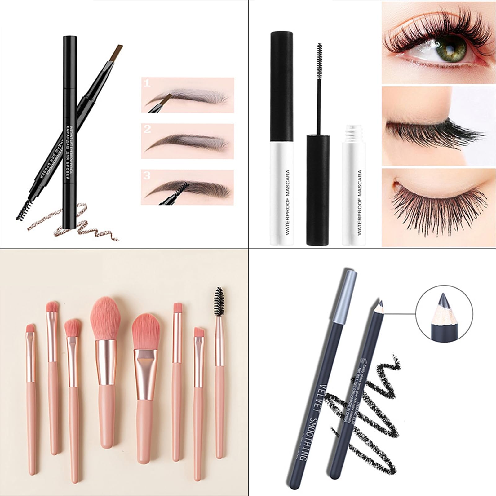 WishesMar 40 Colors Eyeshadow Palette with Eyeliner Pencil Eyebrow Pencil and Mascara All-In-One Eyes Make-up Set Beauty Cosmetic for Essential Starter - Image 3