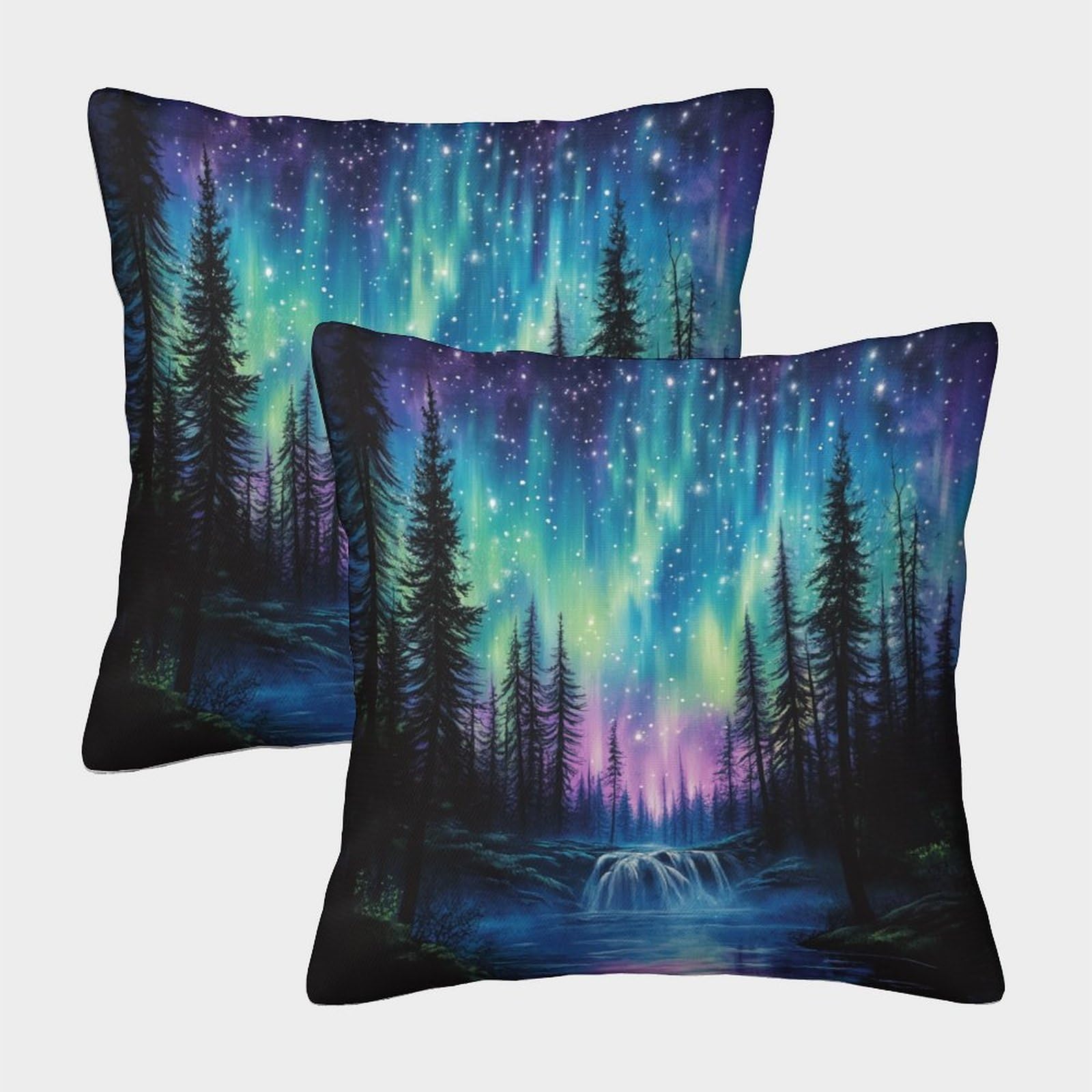 kaiyun 2 Pack Night Scene - Waterfalls, Starry Sky Personalised Cushion Cover Home Sofa Decoration 50x50cm Pillow Covers