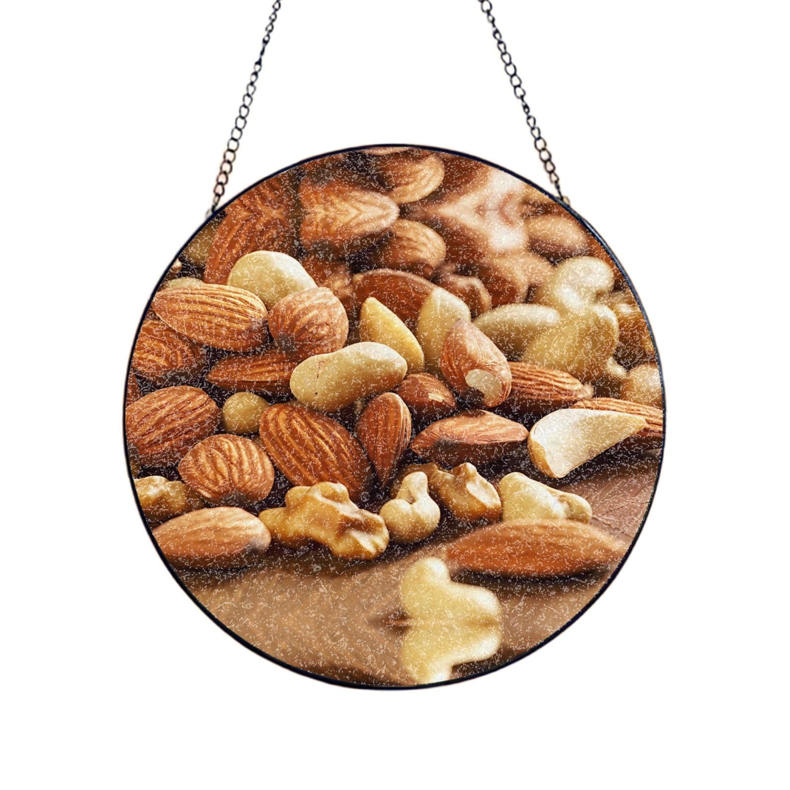 Phayah Nutmeg Print Glass Window Hanging Sun Catchers Suncatcher Decor For Birthday For Home Garden Porch 10in（25cm）