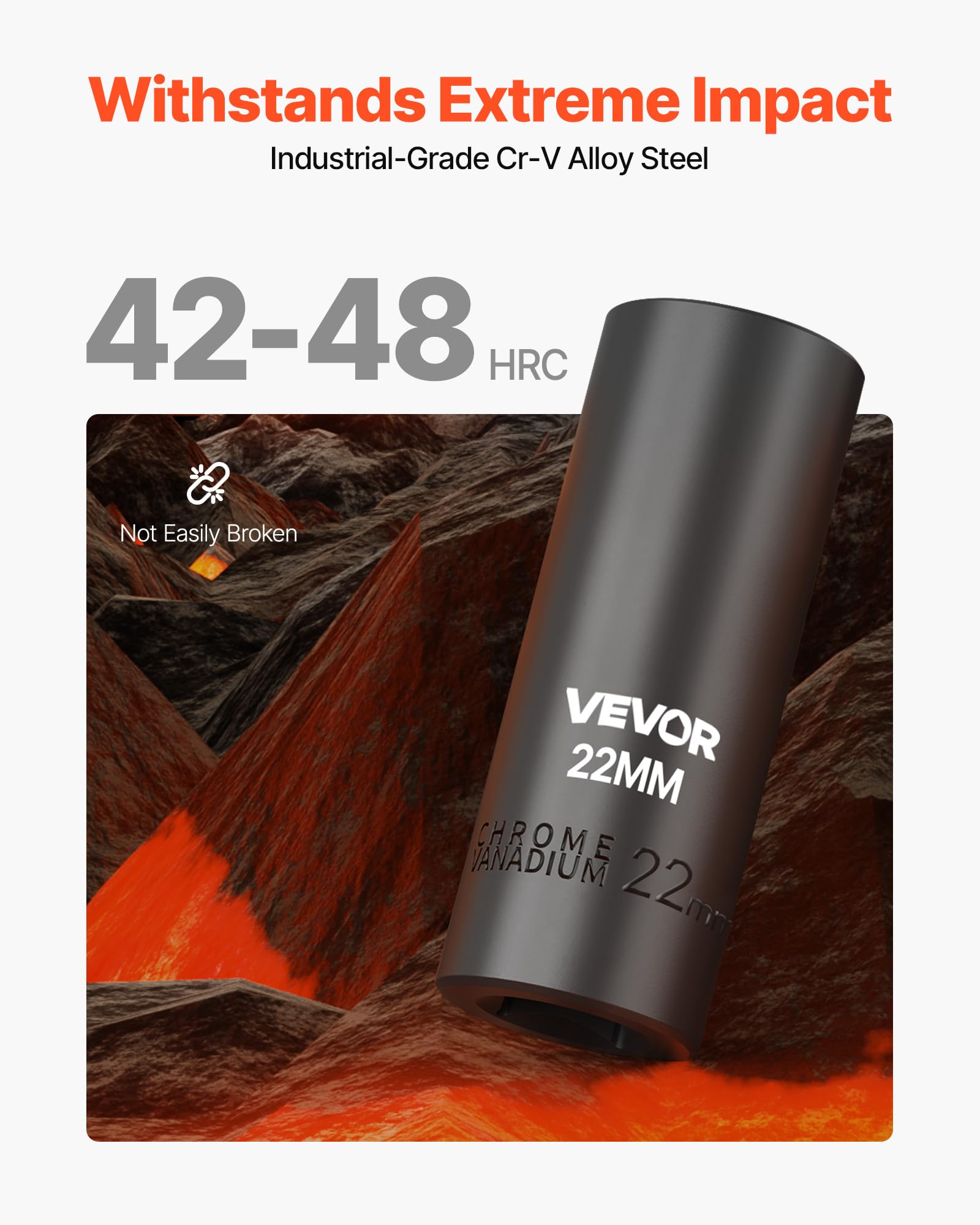 VEVOR Zestaw nasadek udarowych, napęd 3/8", 48-częściowy zestaw kluczy nasadowych, 6-punktowe gniazda, SAE 5/16"-3/4" i metryczne 8-19 mm, 21-22 mm, łatwe do zidentyfikowania, stal stopowa Cr-V