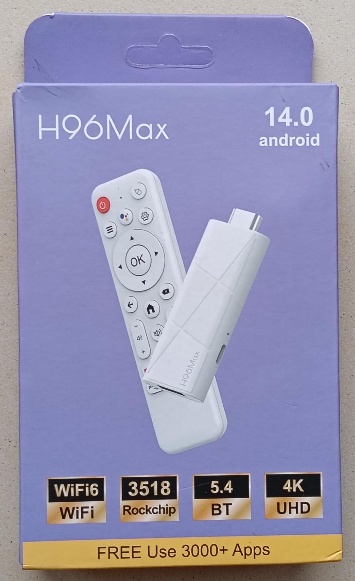 4K Ultra HD H96Max Media Player Smart TV Stick, HD2.0 BT5.4, WiFi 6