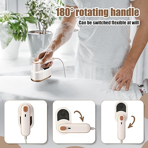 Miniatura 4 de Mini plancha de viaje portátil para ropa, vaporizador de viaje 3 en 1, plancha de mano giratoria de 180, máquina portátil de tamaño pequeño para