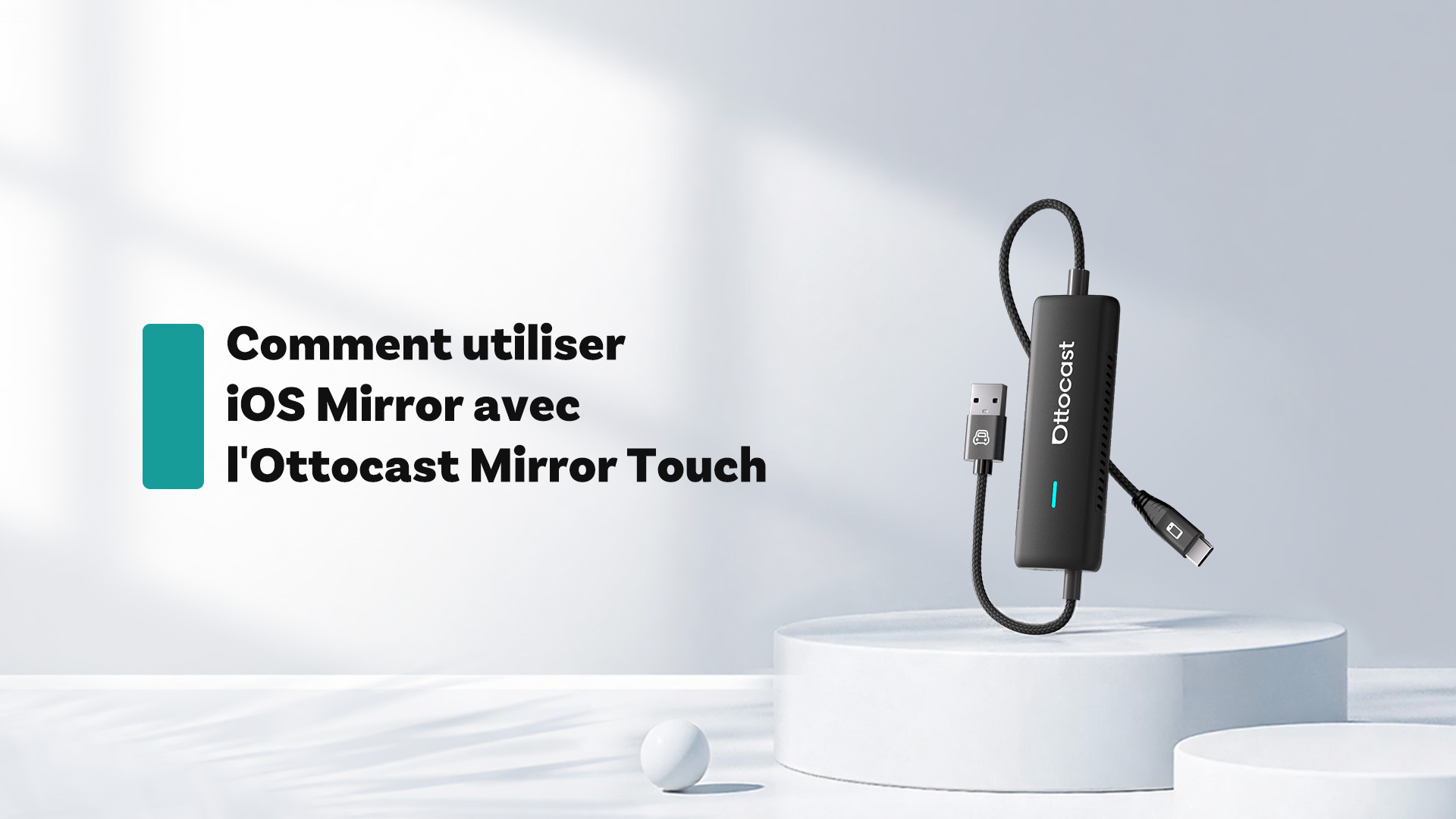 2025 OTTOCAST Mirror Touch, Adaptateur CarPlay Sans Fil 3-en-1