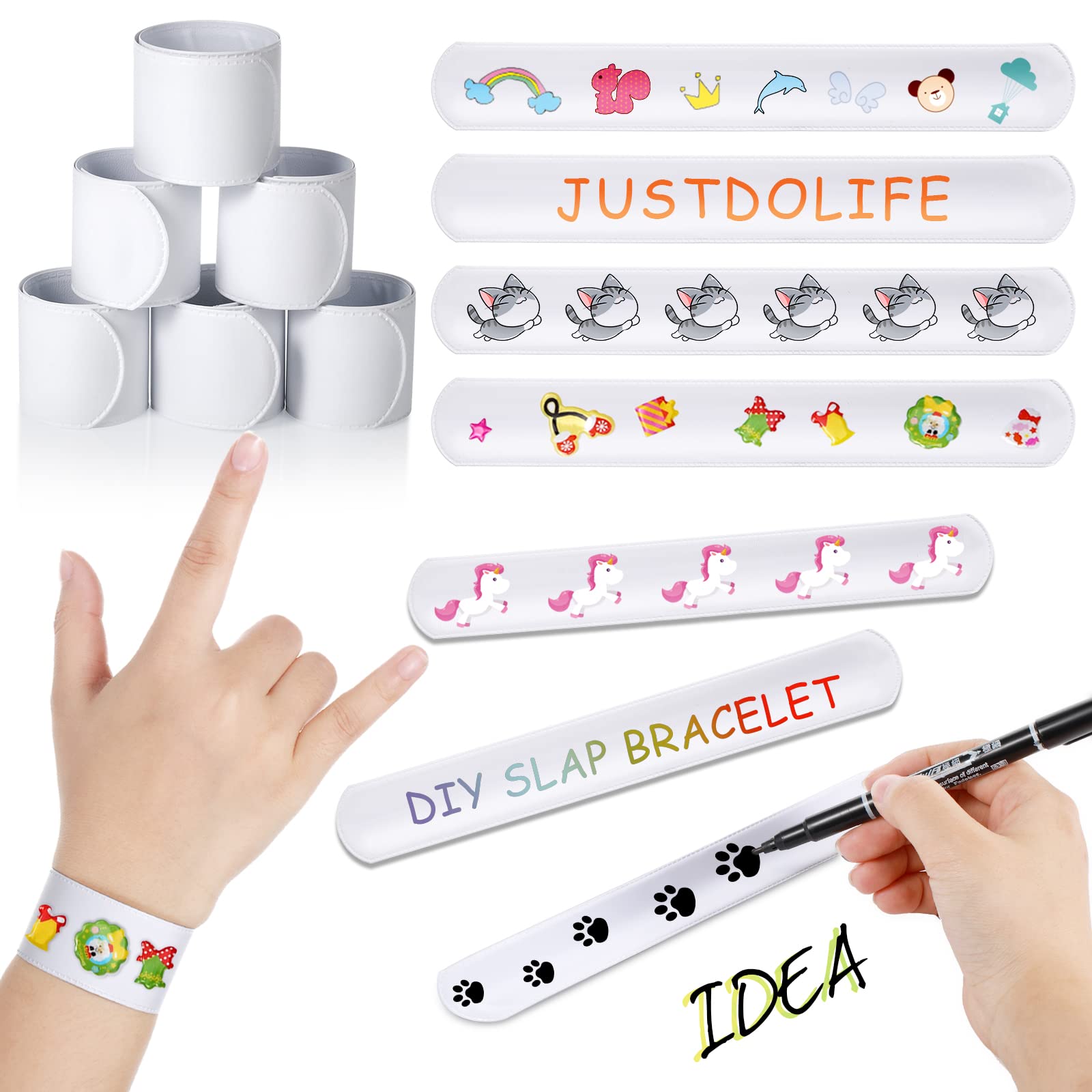 Amazon | ブランクスラップブレスレット 60個 ホワイト DIY スラップ