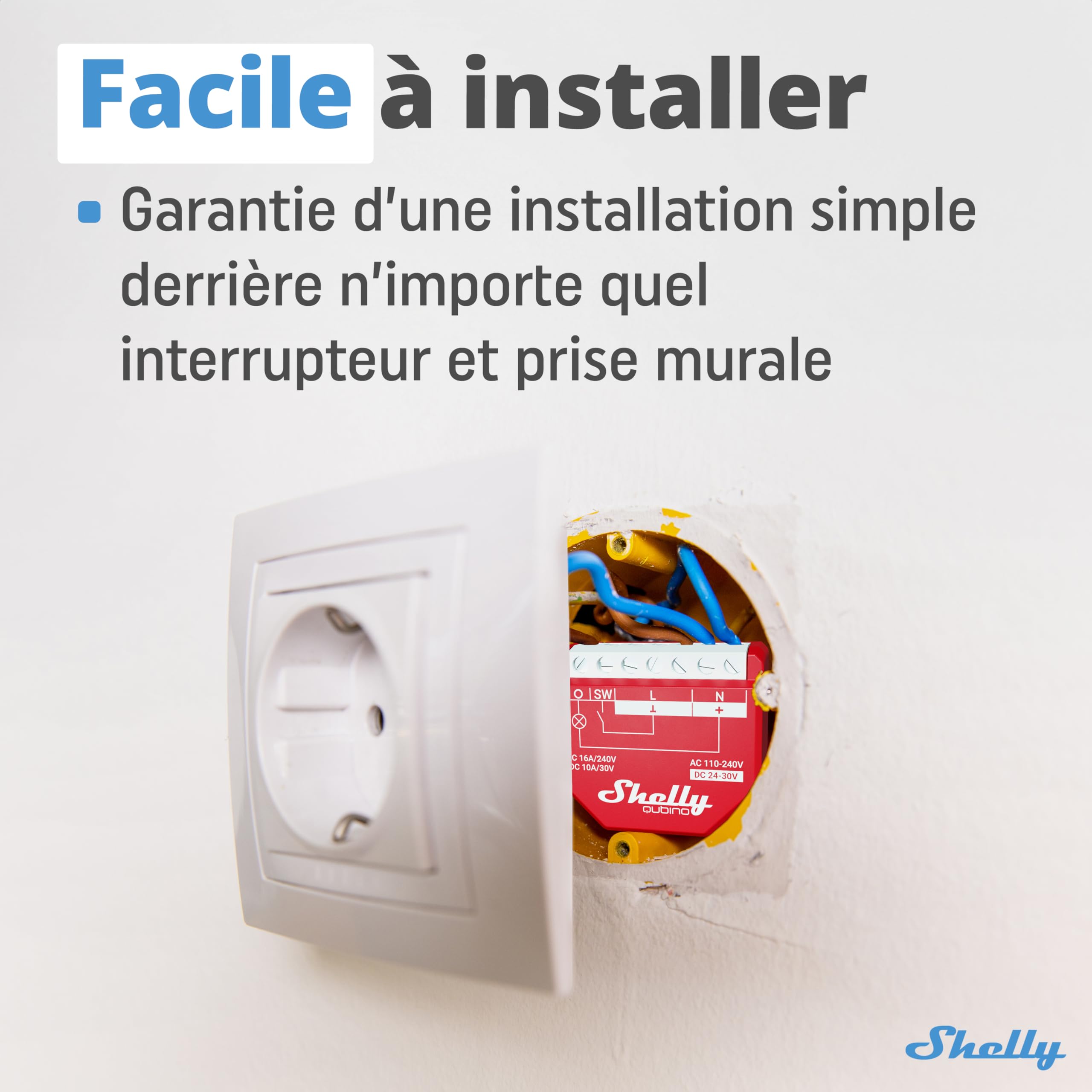 Shelly Wave 1PM - Module interrupteur sans fil Z-Wave 868,4 MHz, 1 canail - 16A, Compteur consommation électrique, Éclairage connecté, Passerelle Z-Wave requise, Horaires & Scenes intelligentes