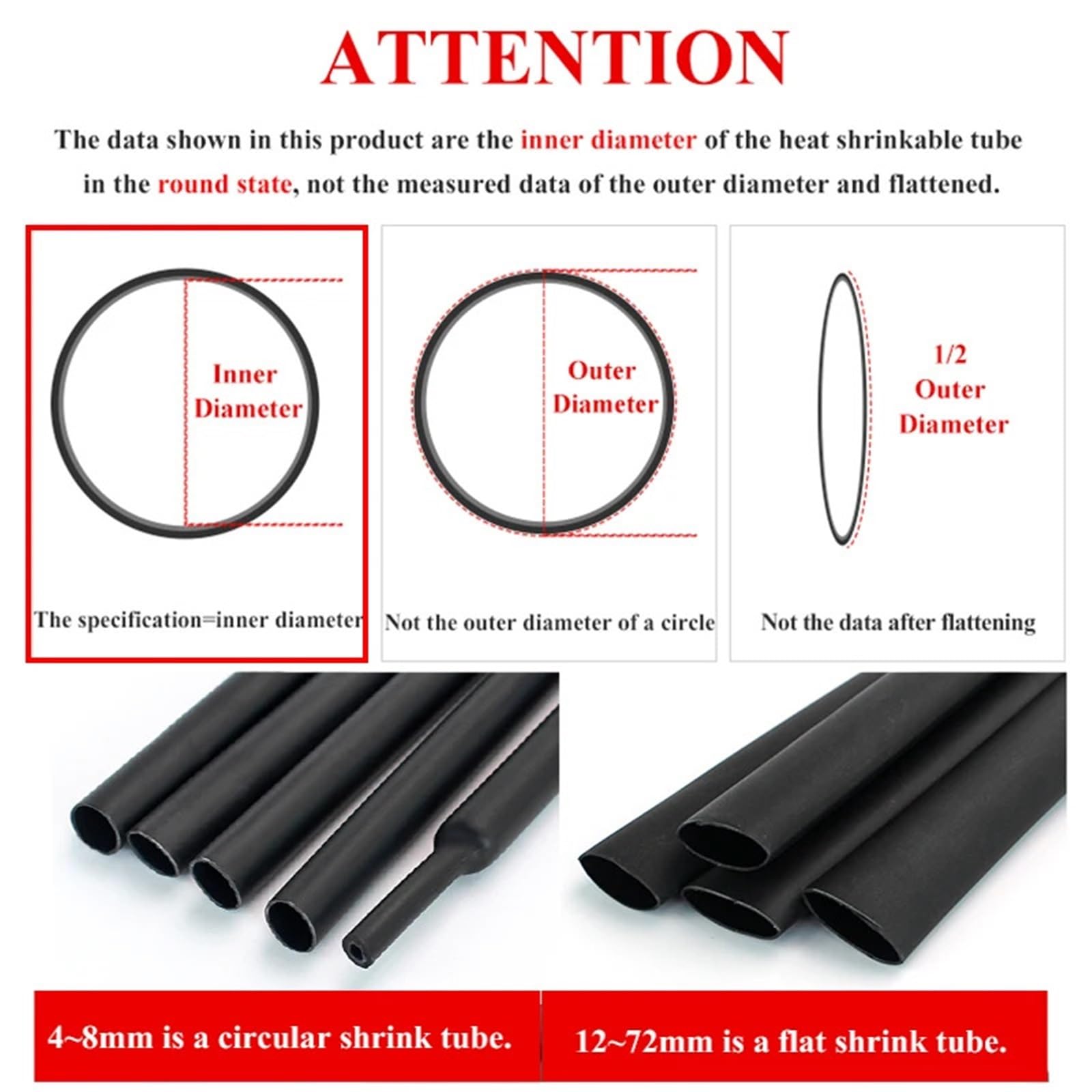 Kit guaina termorestringente for cavi con a doppia parete rivestimento adesivo, 4 mm-72 mm 4:1 per l'isolamento Elettrico(72mmx1.22 meter)